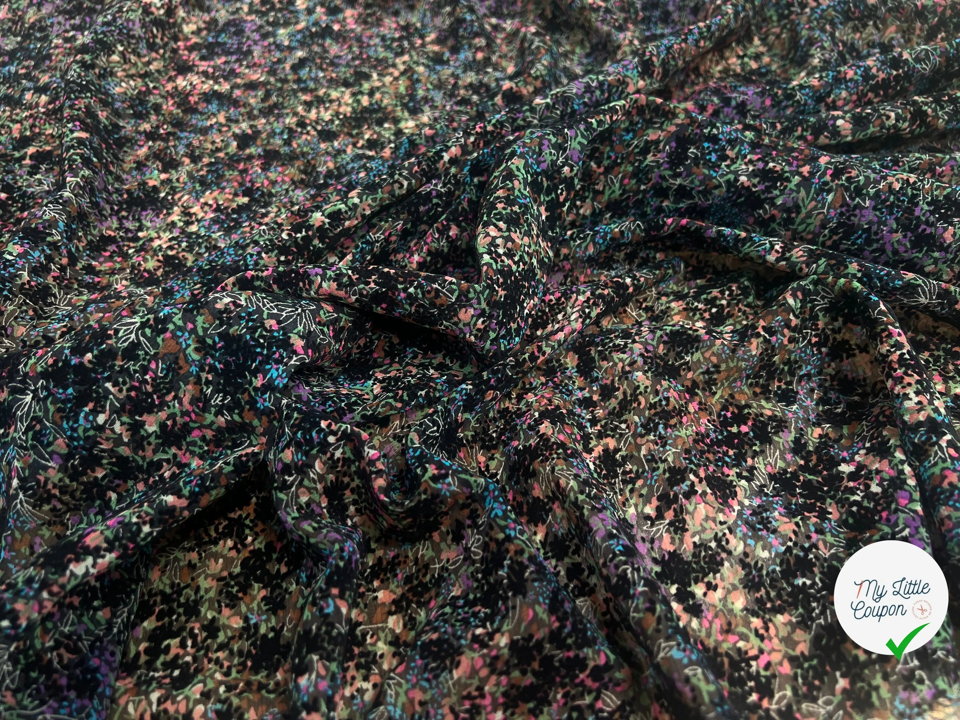 MOUSSELINE DÉVORÉE FLEURS VELOURS - My Little Coupon