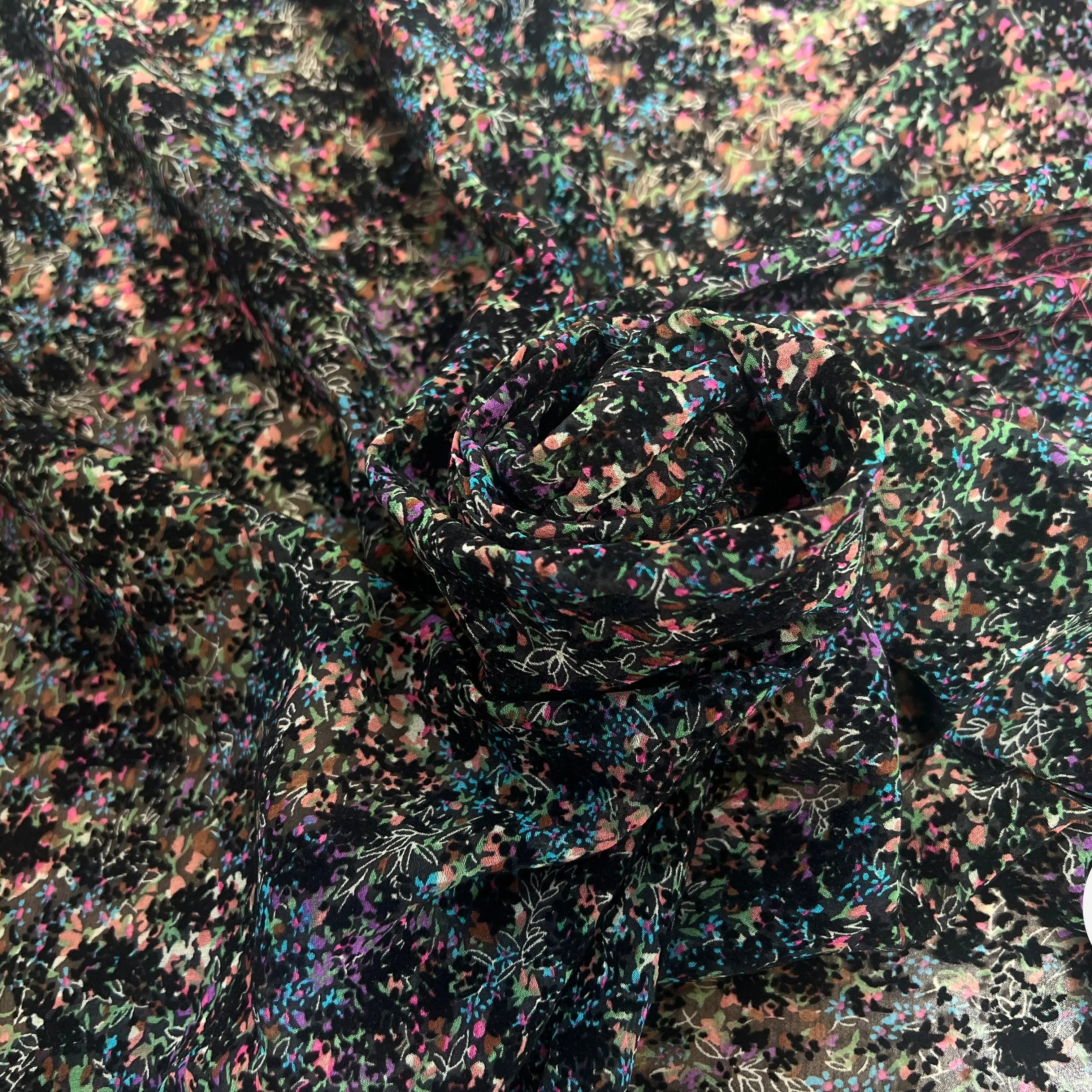 MOUSSELINE DÉVORÉE FLEURS VELOURS - My Little Coupon