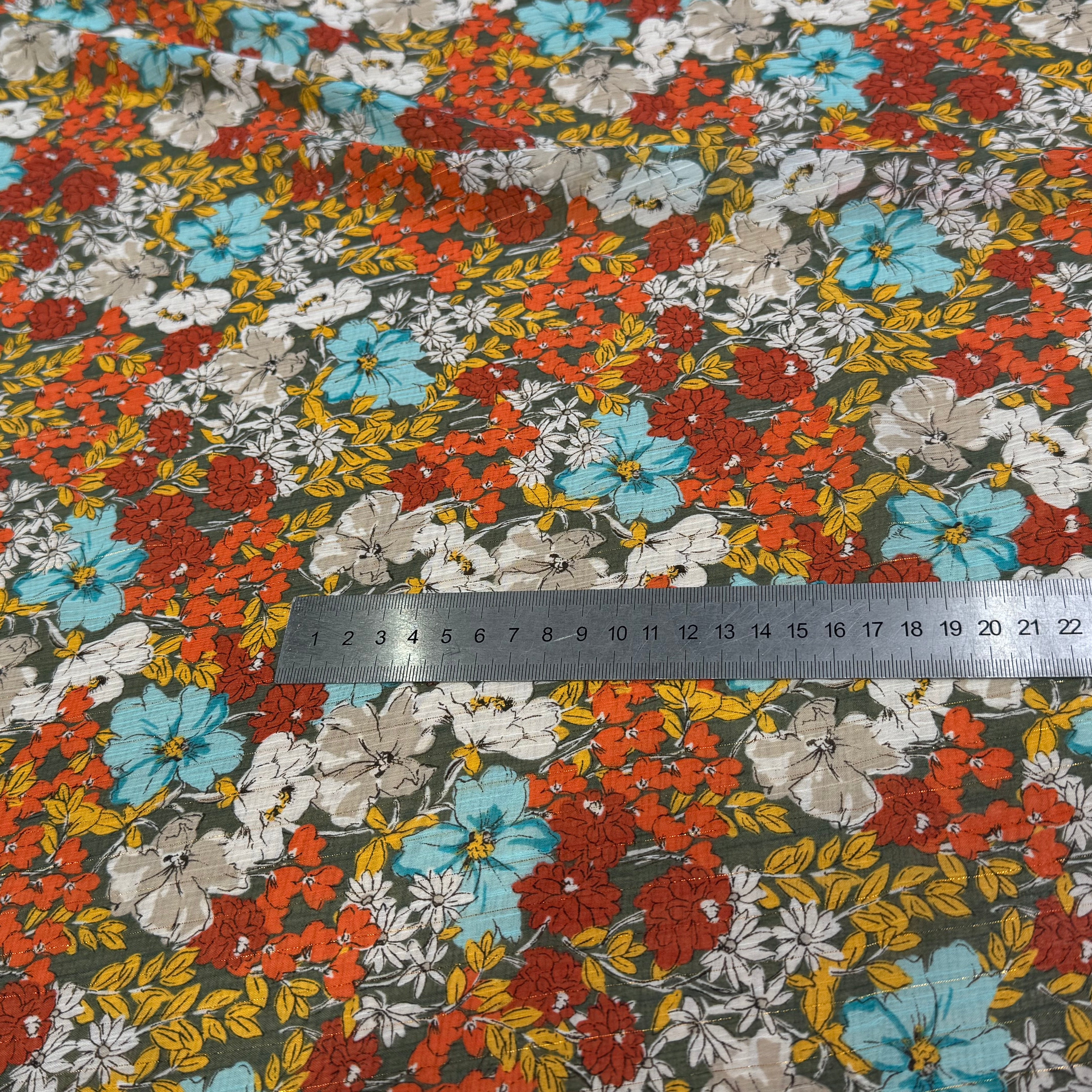 MOUSSELINE FIL MÉTAL IMPRIMÉ JOLIES FLEURS MULICOLORES CHIC - My Little Coupon