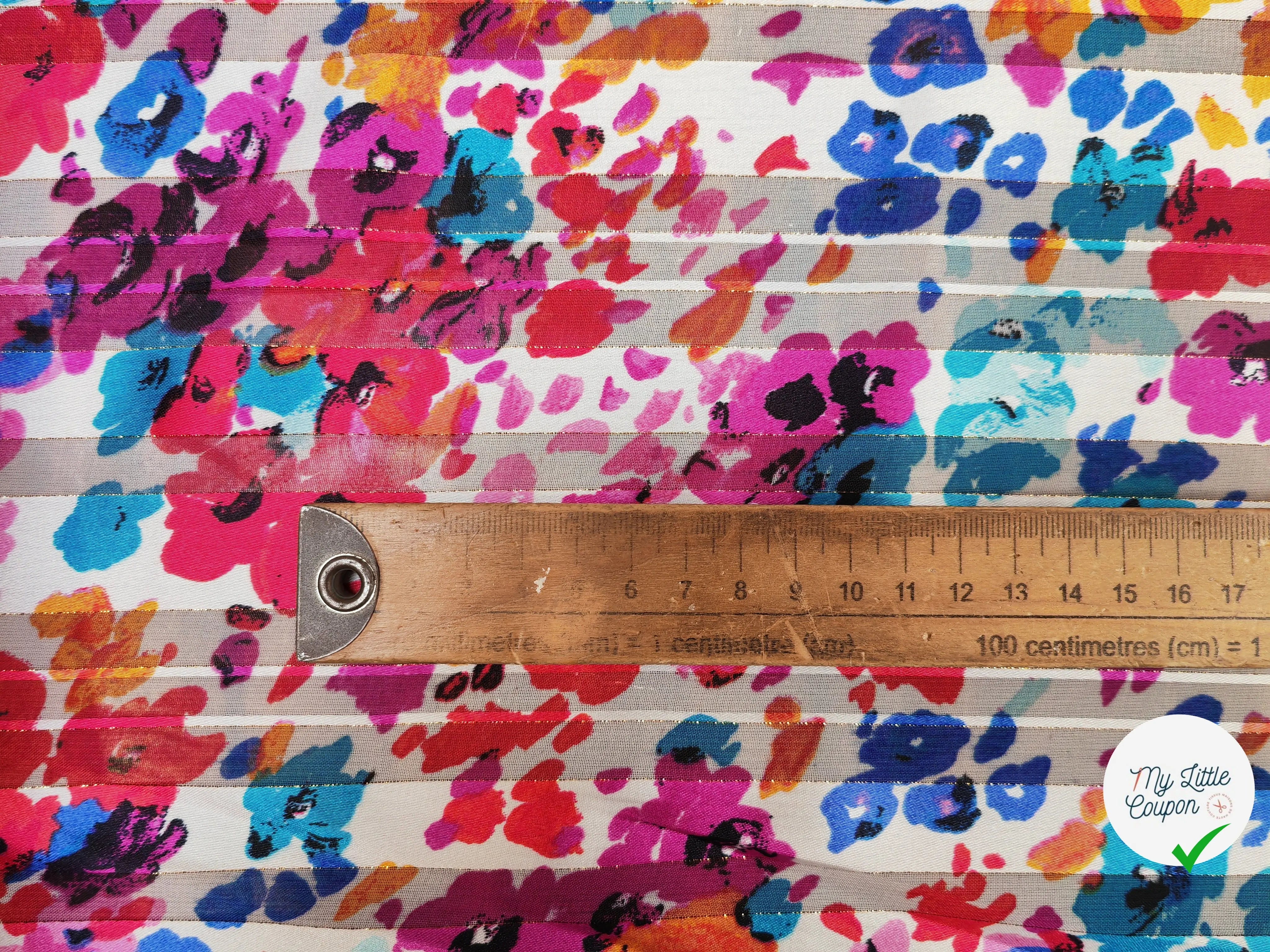 MOUSSELINE FLEURS AQUARELLE BLEUE & ROUGE - My Little Coupon