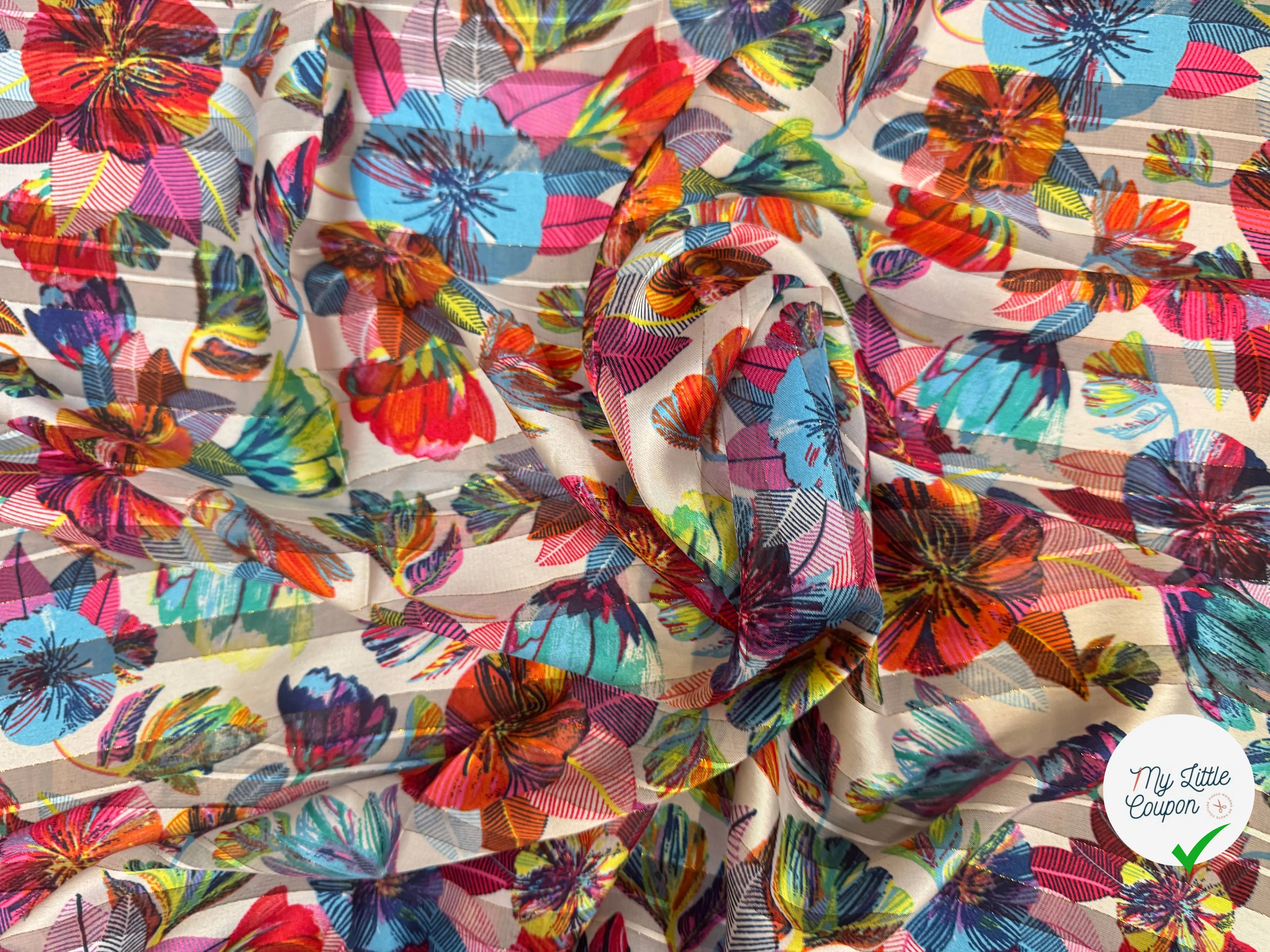 MOUSSELINE FLEURS TRÈS COLORÉES - My Little Coupon