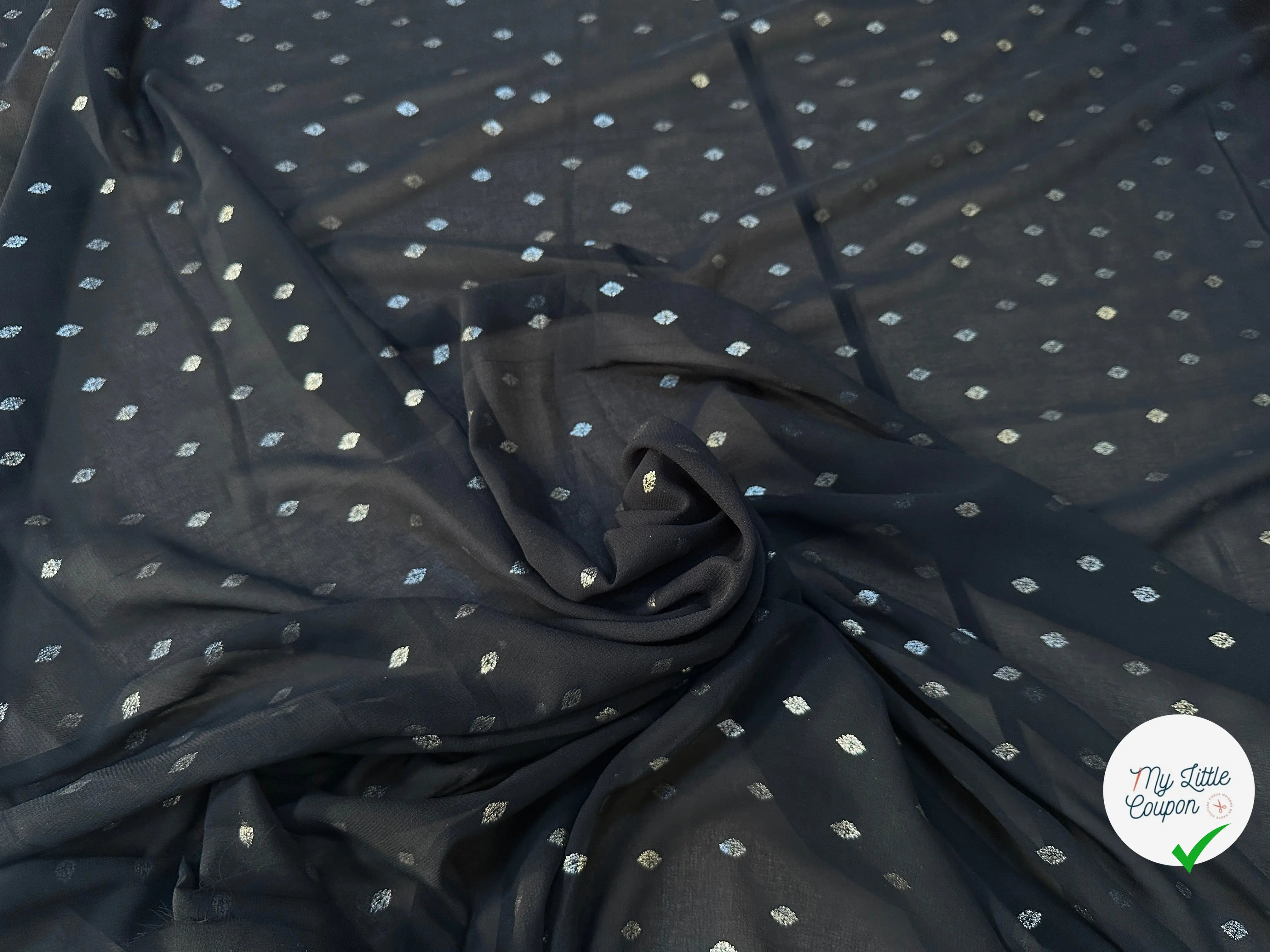 MOUSSELINE GOUTTELETTE LOSANGES DORÉS - My Little Coupon