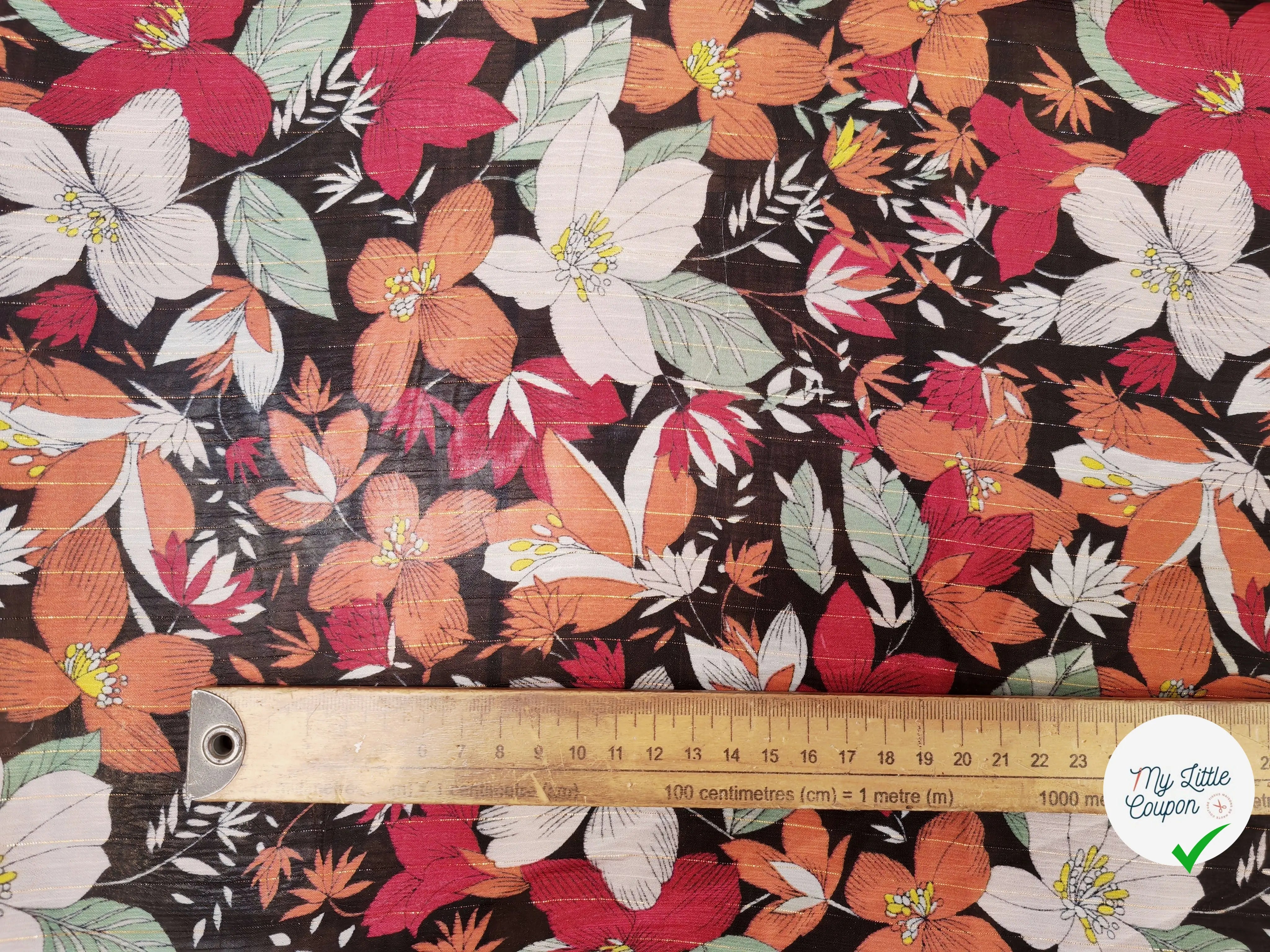 MOUSSELINE HIBISCUS BORDEAUX & ORANGE - My Little Coupon