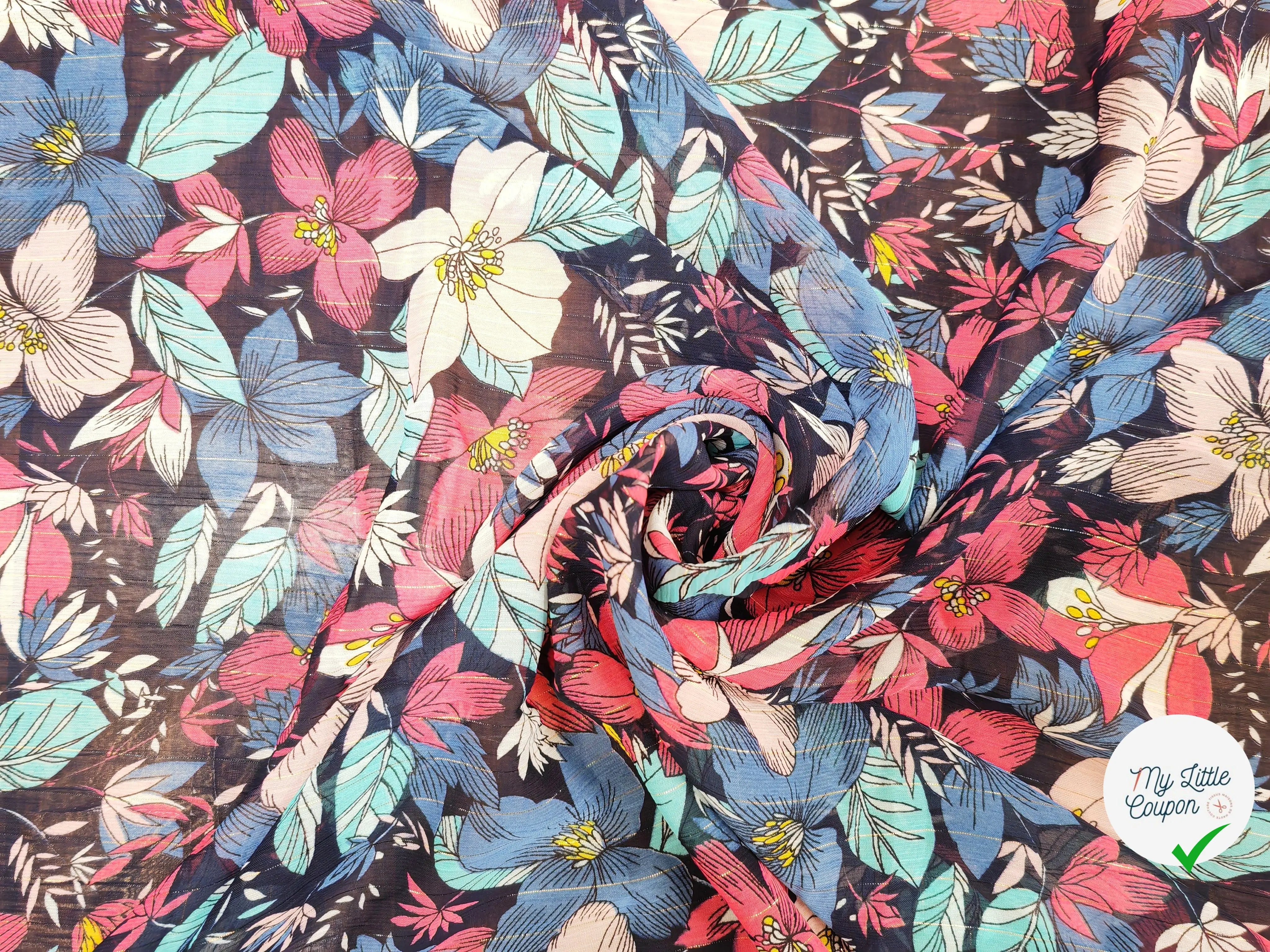 MOUSSELINE HIBISCUS ROSE & BLEU - My Little Coupon