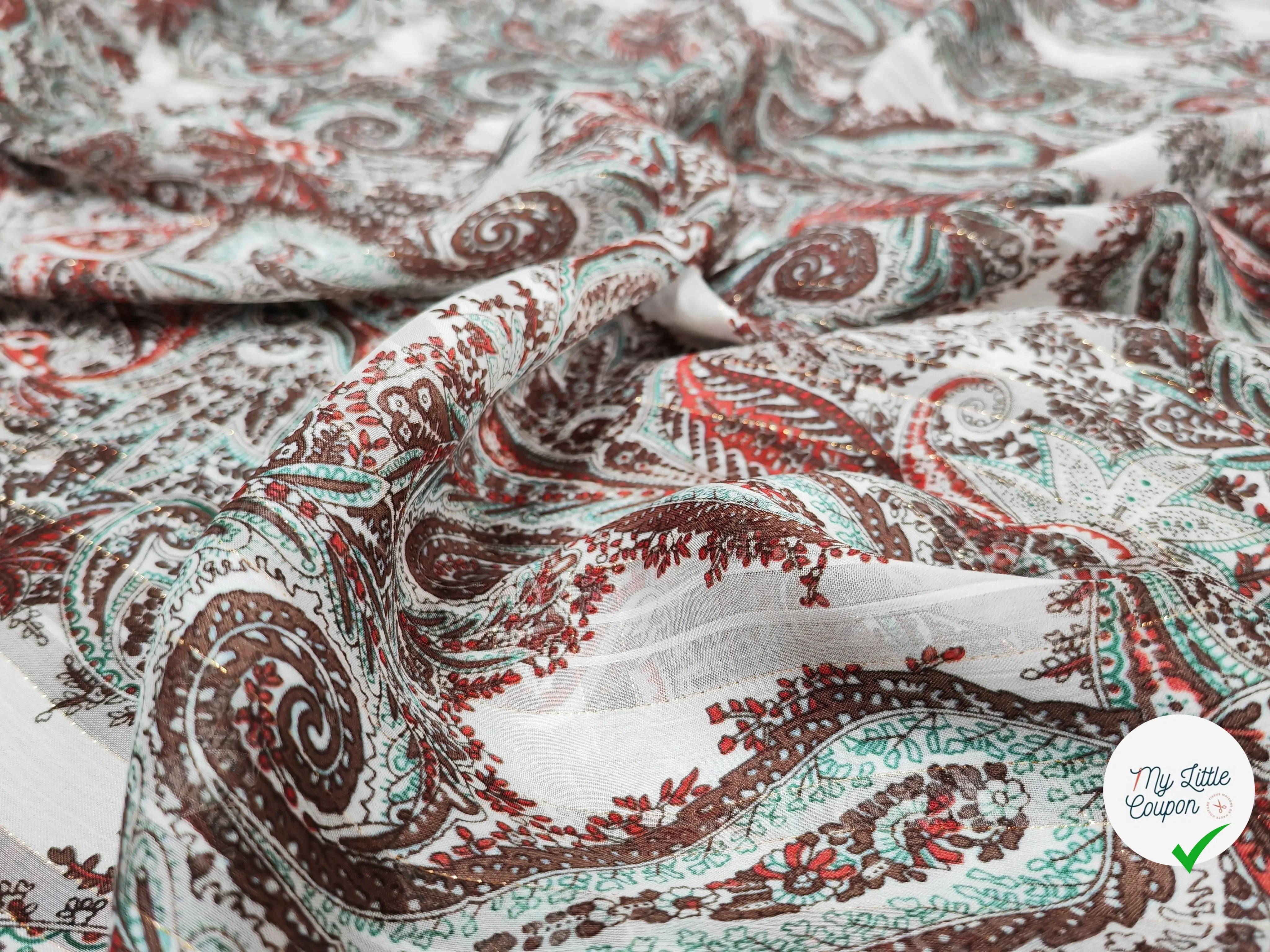 MOUSSELINE OSLOW MOTIF BANDANA ROUGE & VERT - My Little Coupon