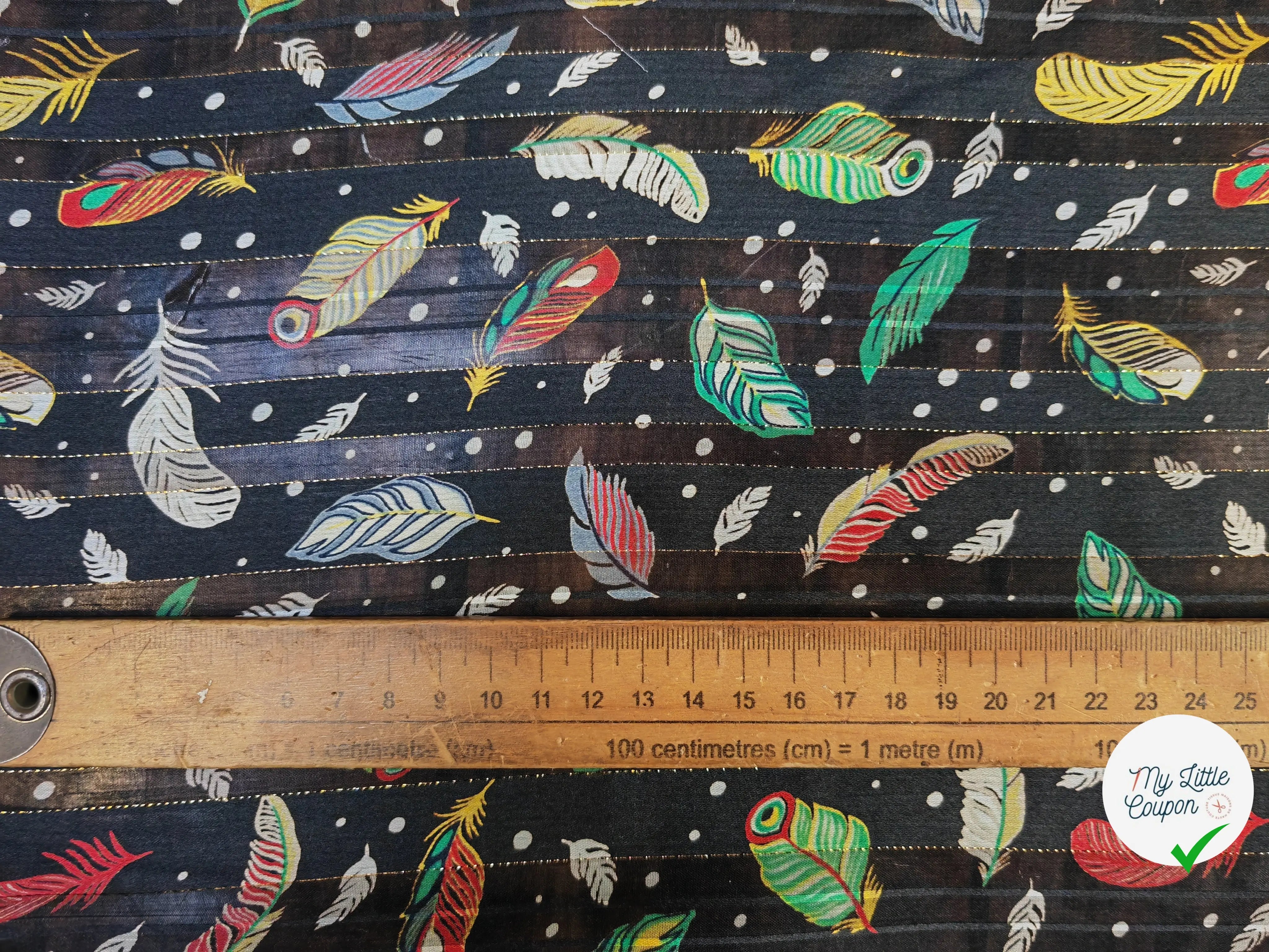 MOUSSELINE OSLOW PLUMES MULTICOLORE FOND NOIR - My Little Coupon
