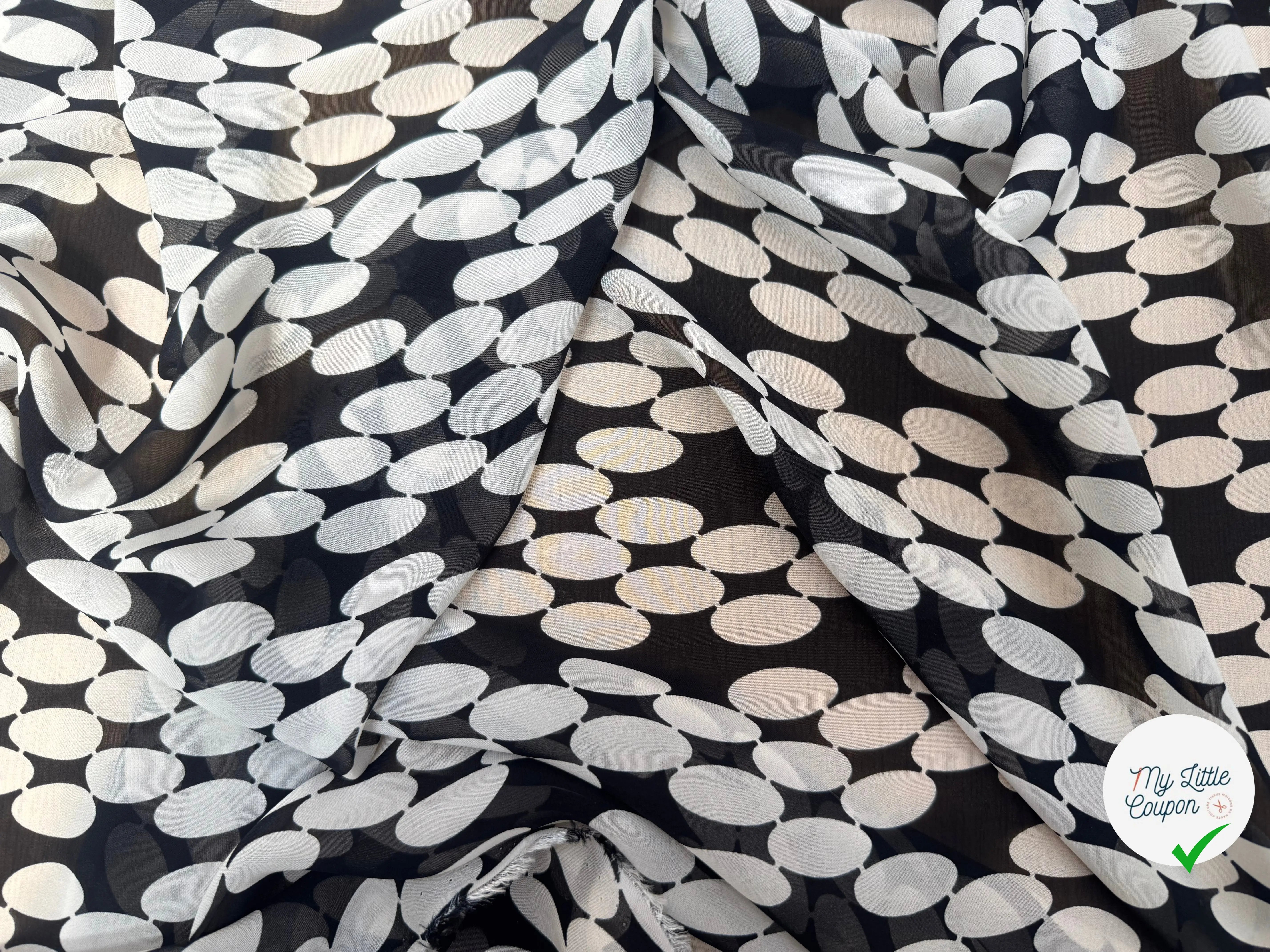 MOUSSELINE VISCOSE FIND NOIR POIDS BLANC - My Little Coupon