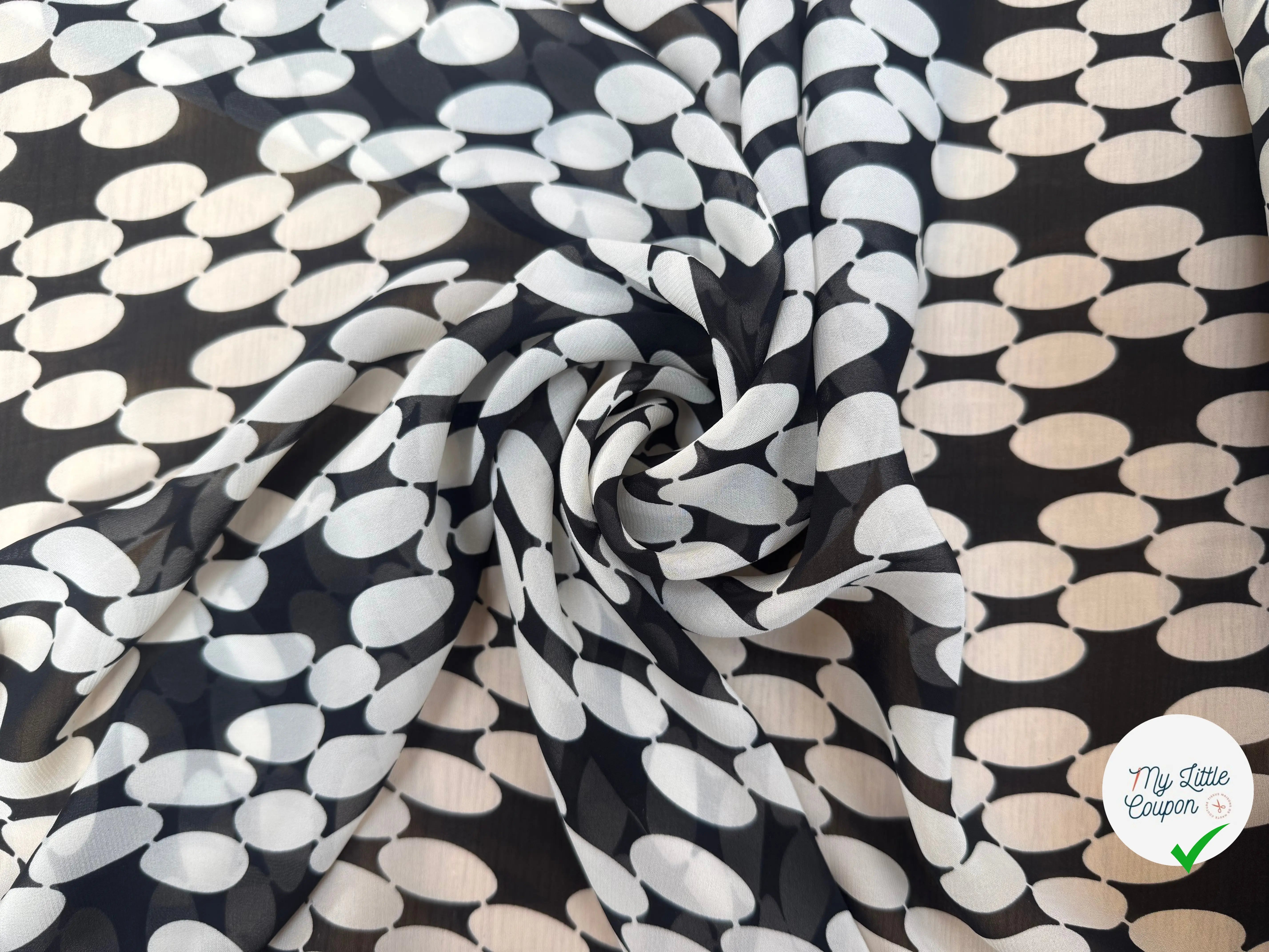 MOUSSELINE VISCOSE FIND NOIR POIDS BLANC - My Little Coupon