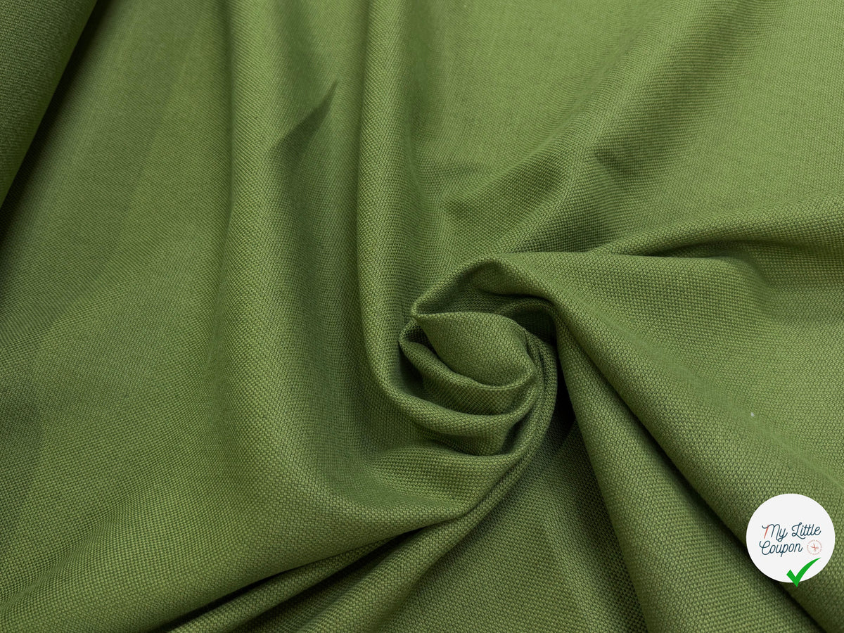 TOILE NATTÉE DE COTON LIN LOURDE VERT 56% COTON - My Little Coupon