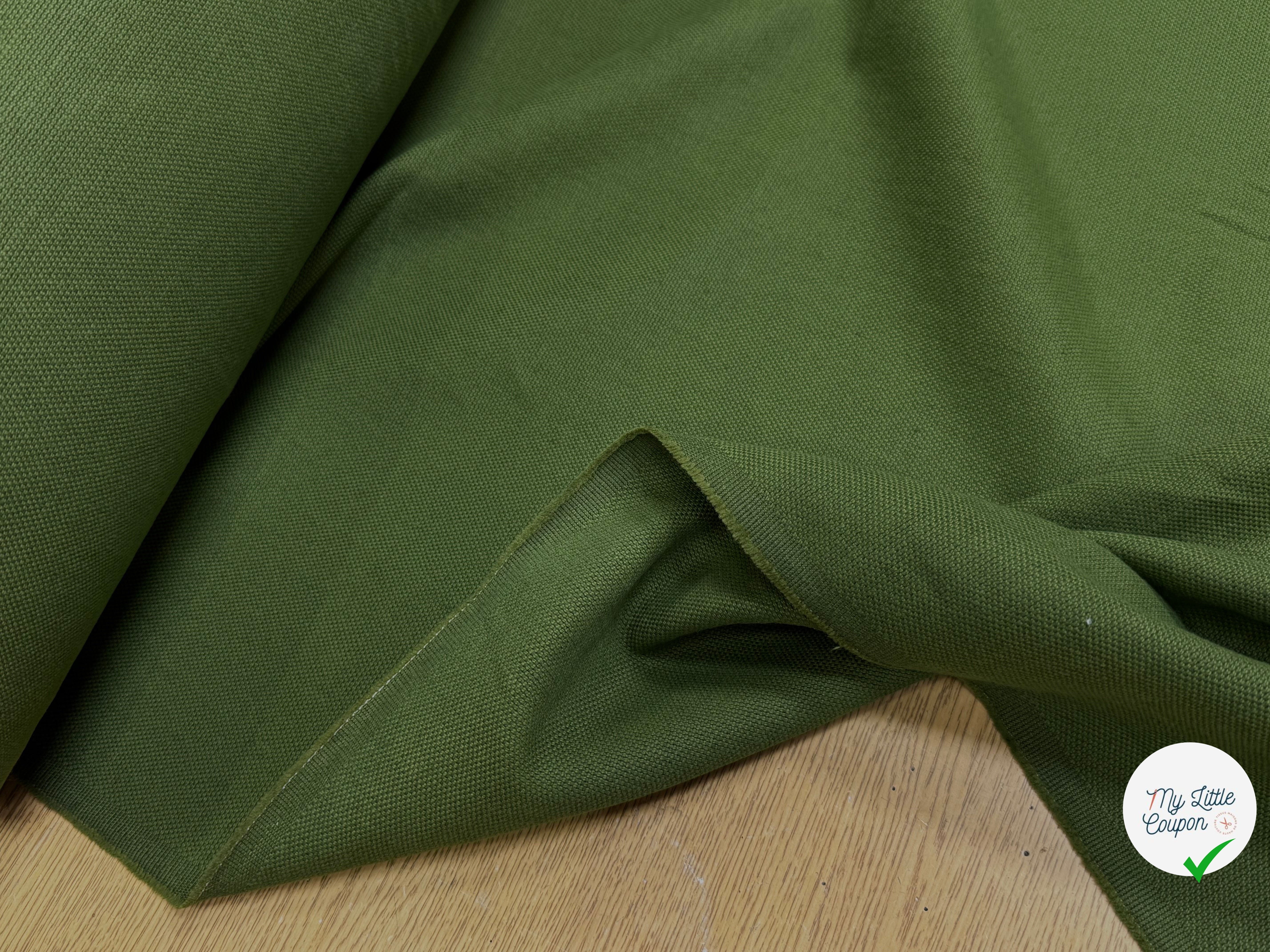 TOILE NATTÉE DE COTON LIN LOURDE VERT 56% COTON - My Little Coupon