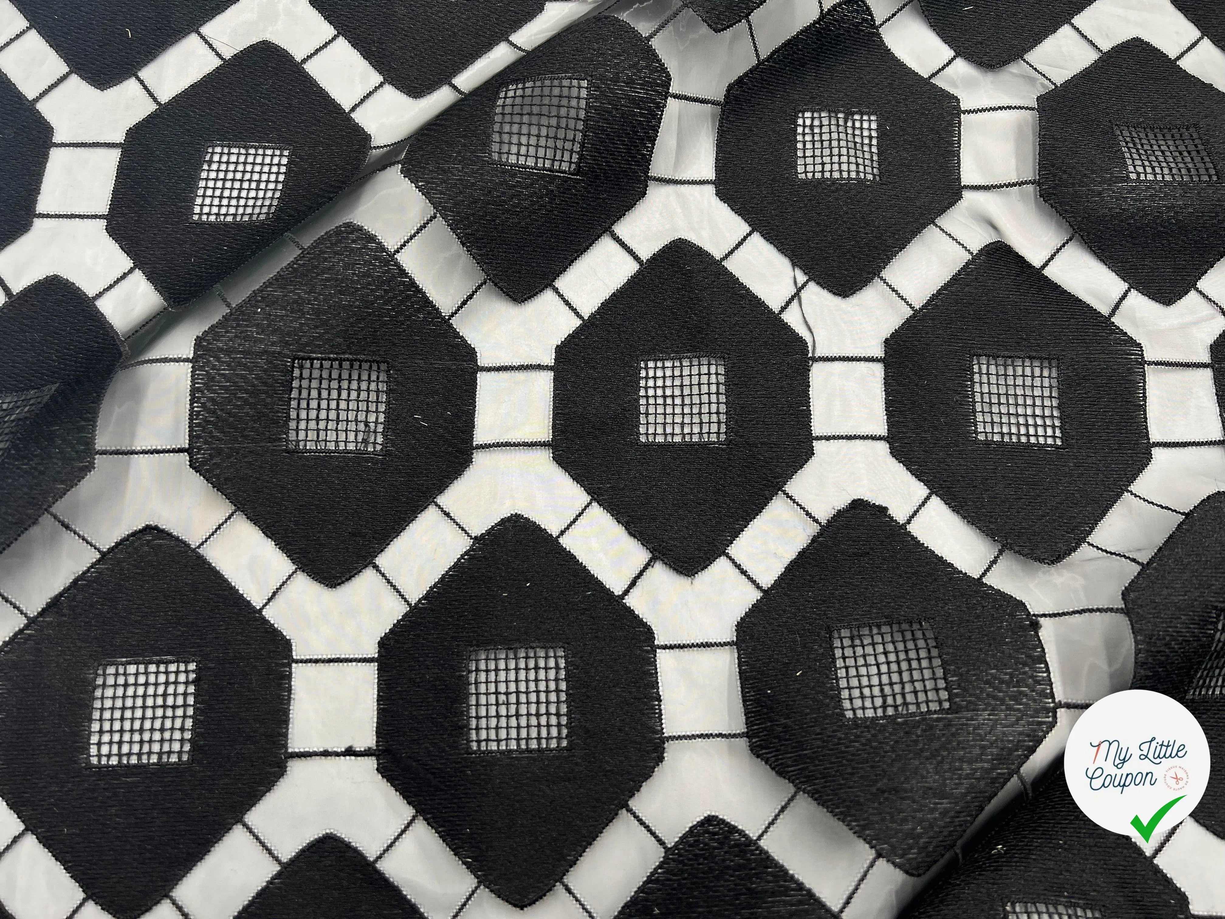 ORGANZA BRODÉ RUCHES CÉLESTE NOIR - My Little Coupon - tissu - coudre