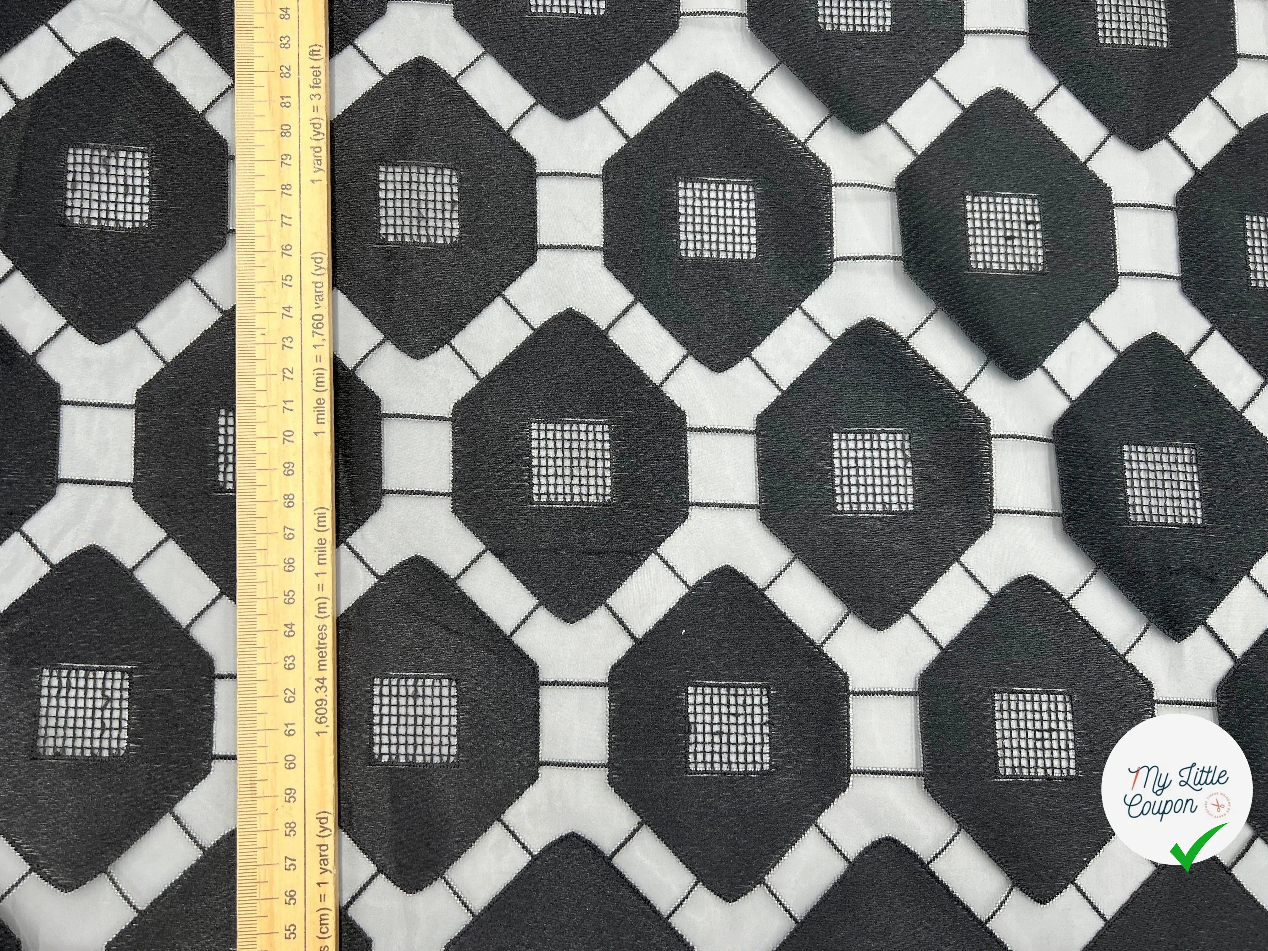 ORGANZA BRODÉ RUCHES CÉLESTE NOIR - My Little Coupon - tissu - coudre