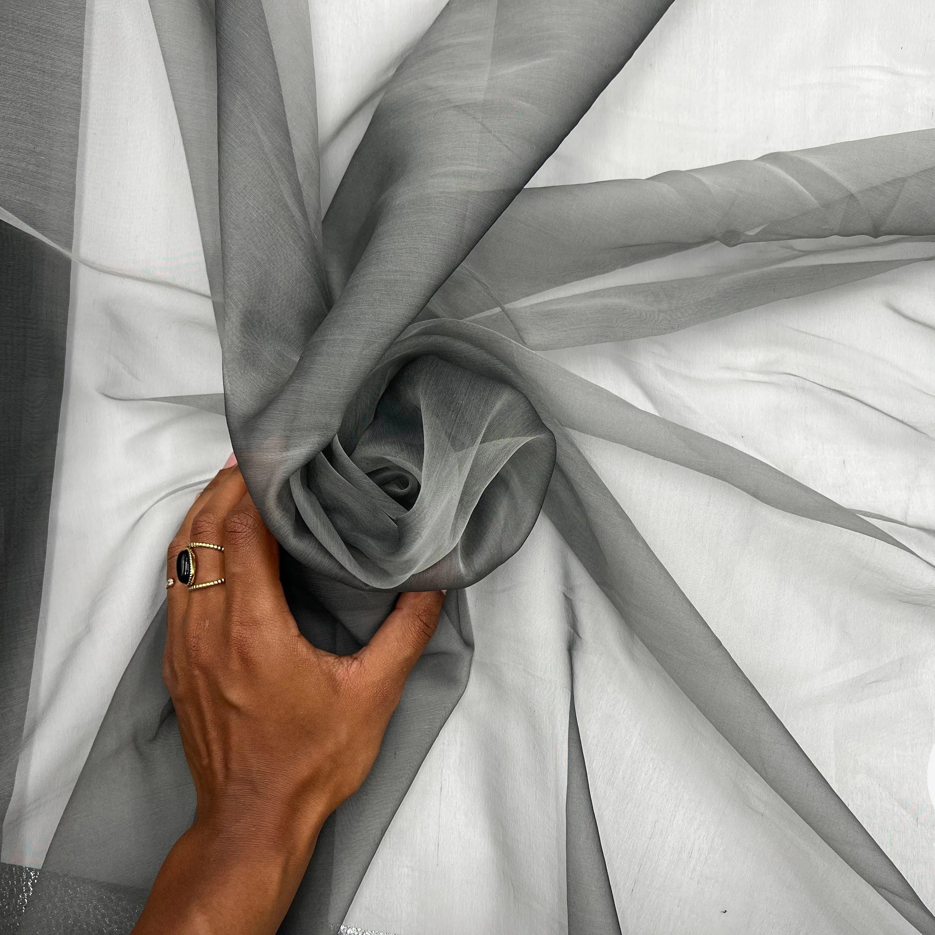 ORGANZA DE SOIE COULEUR NUAGES DE CENDRES - coupon de tissu de 3 mètres - My Little Coupon - tissu - coudre