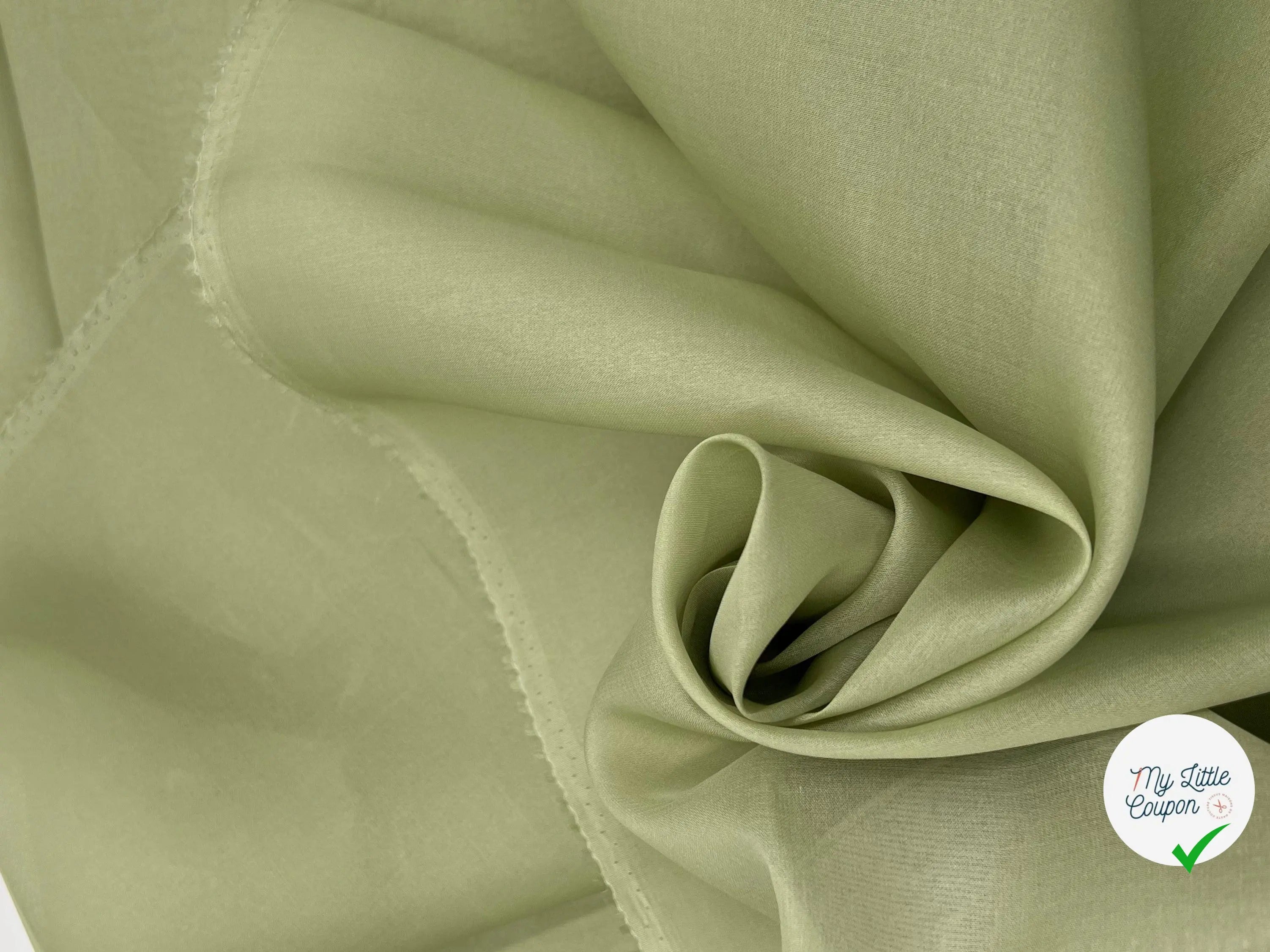 ORGANZA DE SOIE VERT AMANDE - My Little Coupon - tissu - coudre