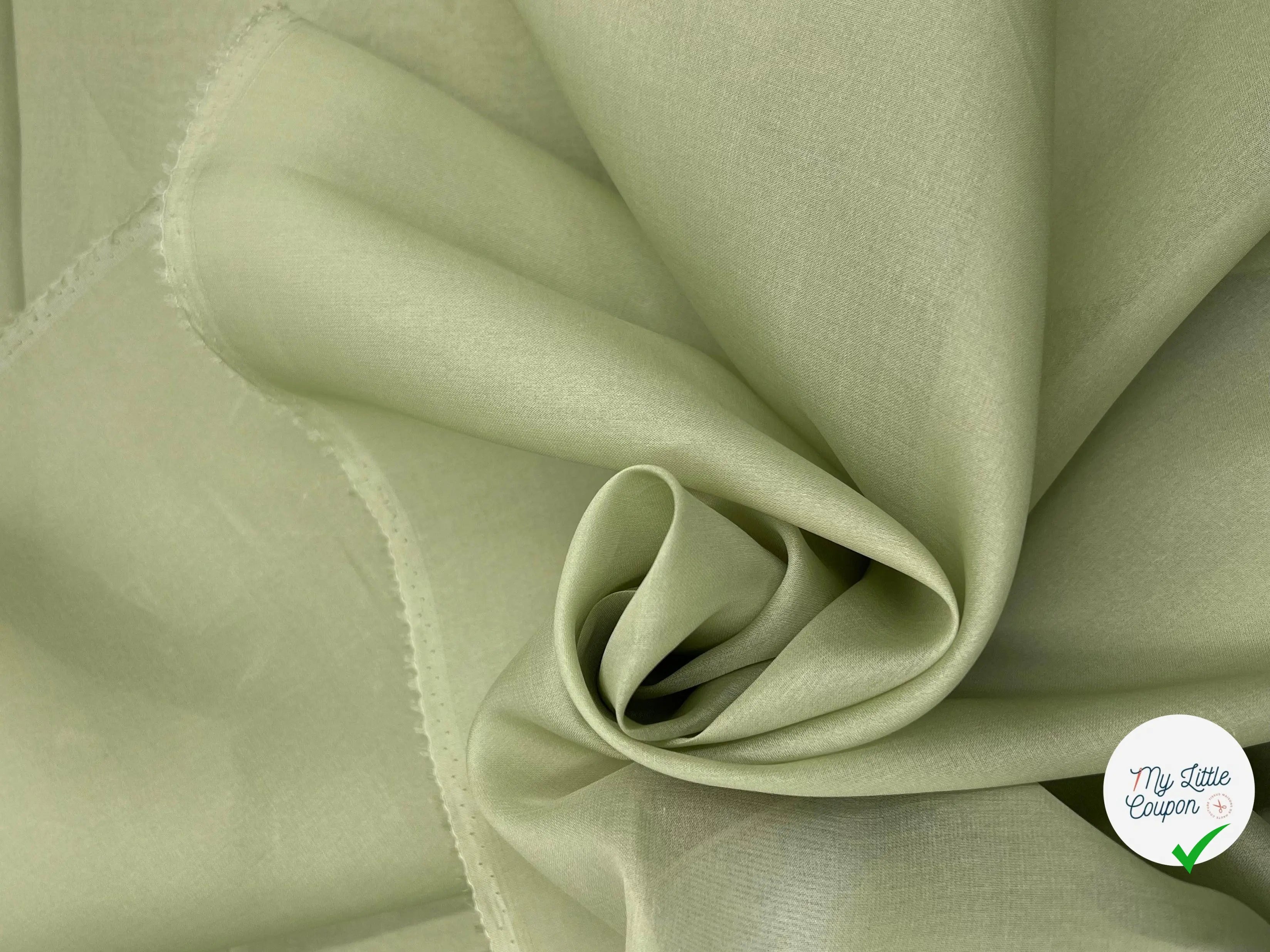 ORGANZA DE SOIE VERT AMANDE - My Little Coupon - tissu - coudre