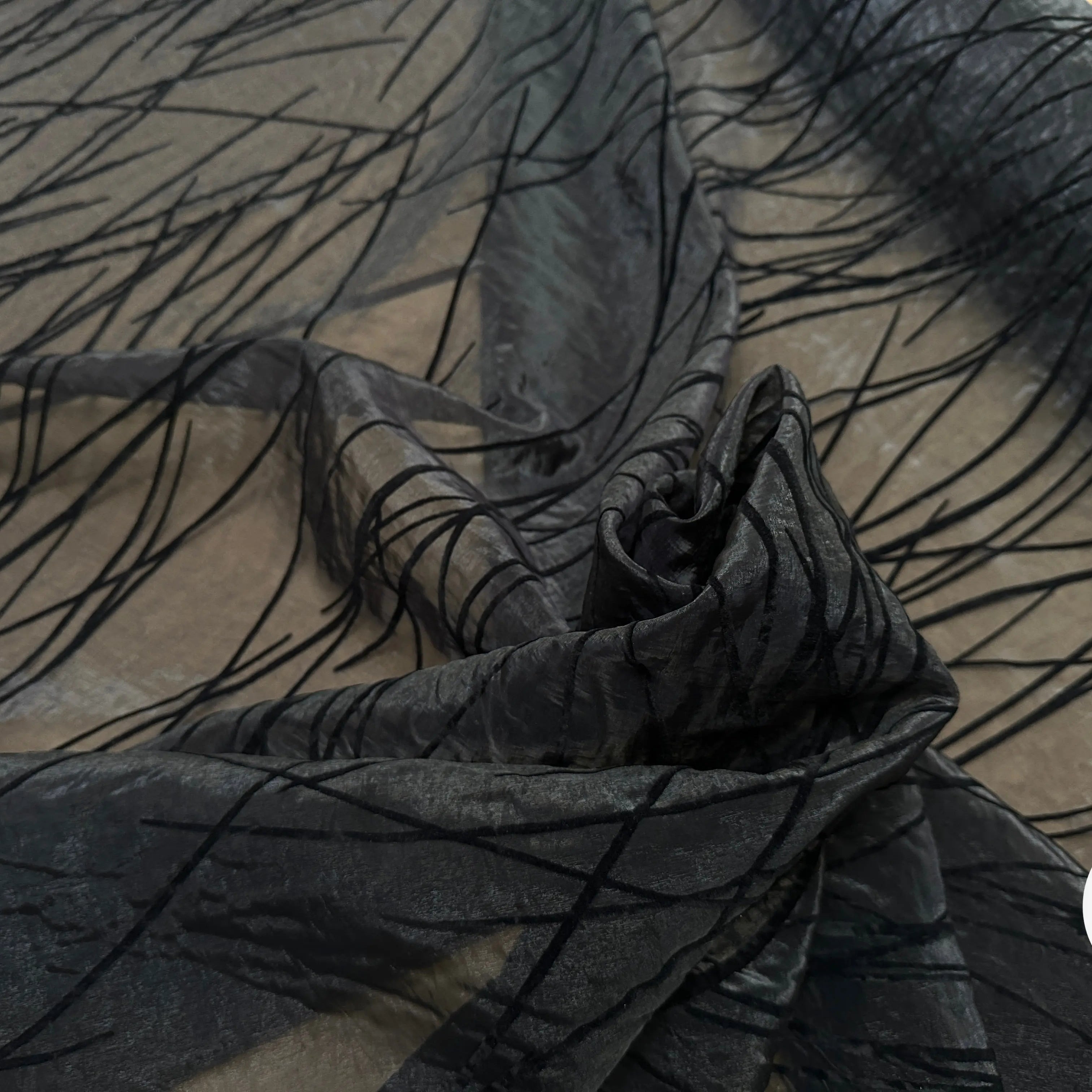 ORGANZA NOIR DEVORÉ PANNE DE VELOURS - My Little Coupon