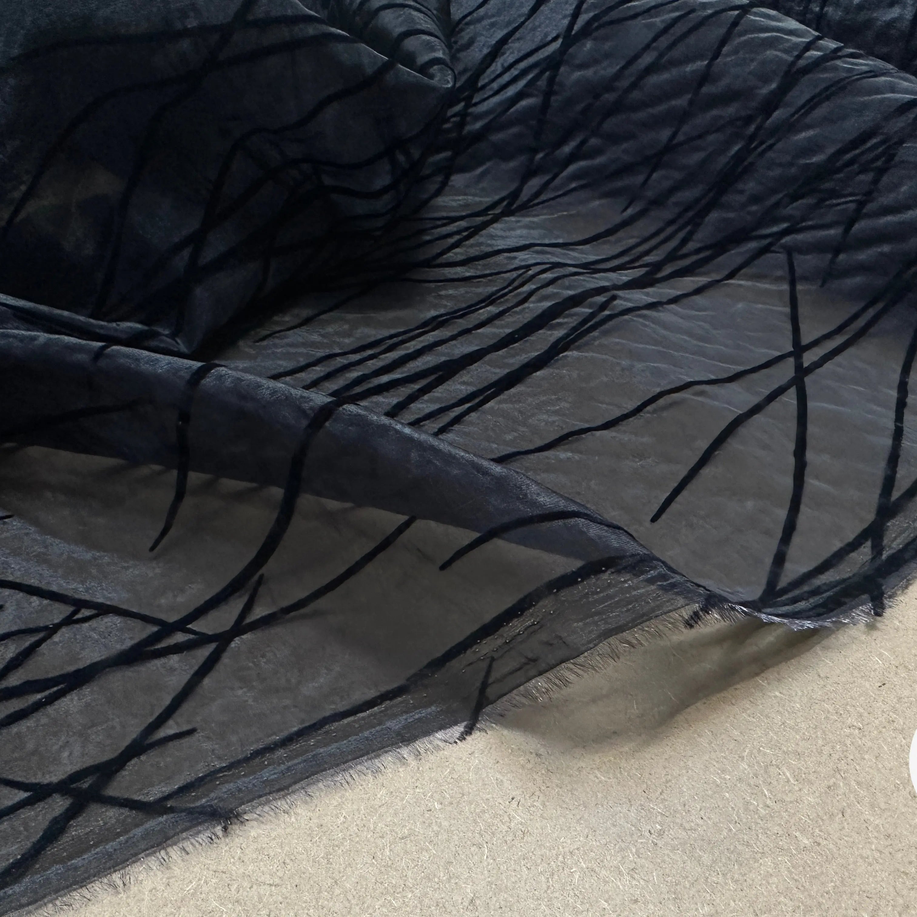 ORGANZA NOIR DEVORÉ PANNE DE VELOURS - My Little Coupon