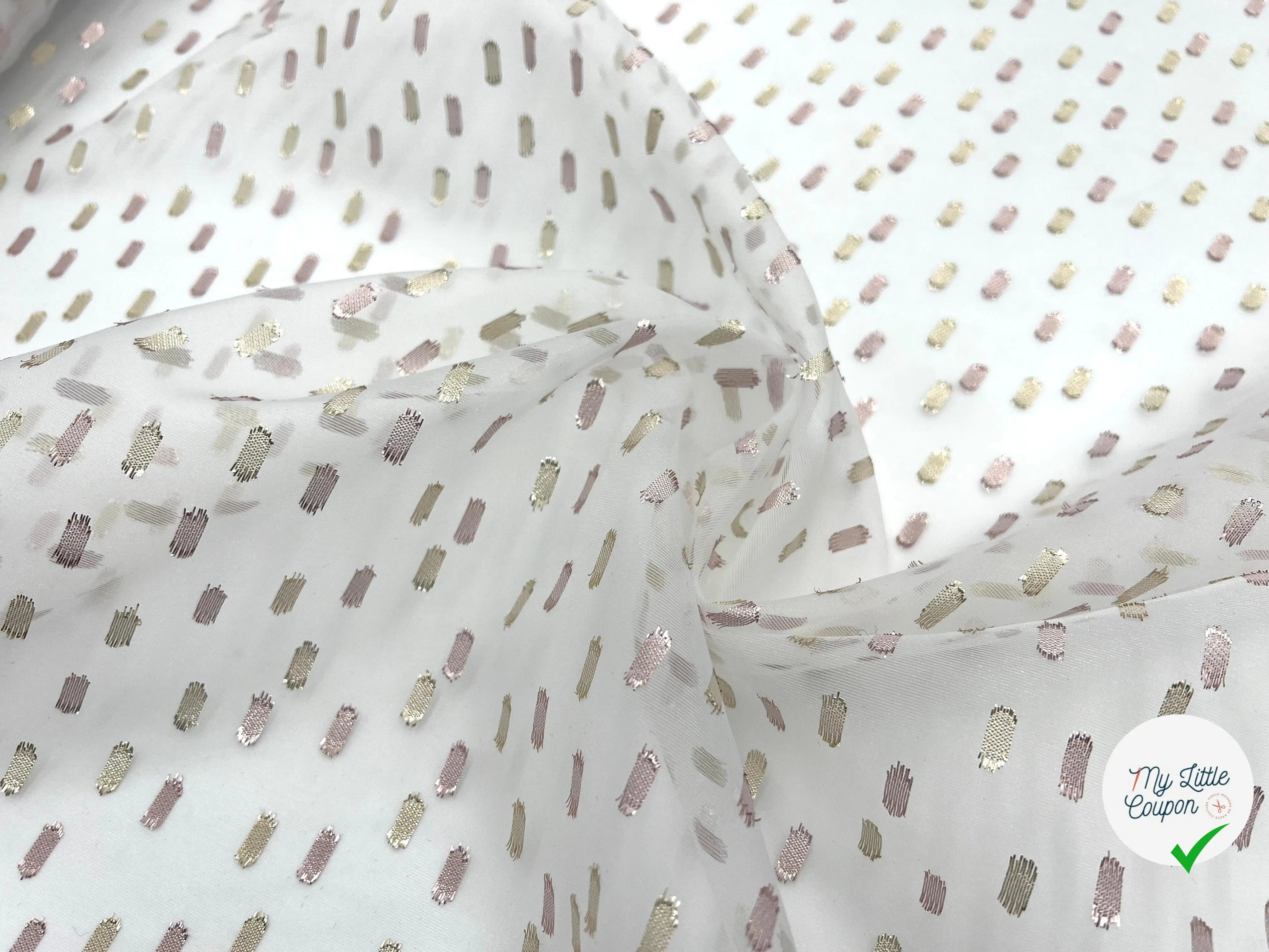 ORGANZA PROJECTION DE SPOTS MÉTALLISÉS DORÉS - My Little Coupon - tissu - coudre