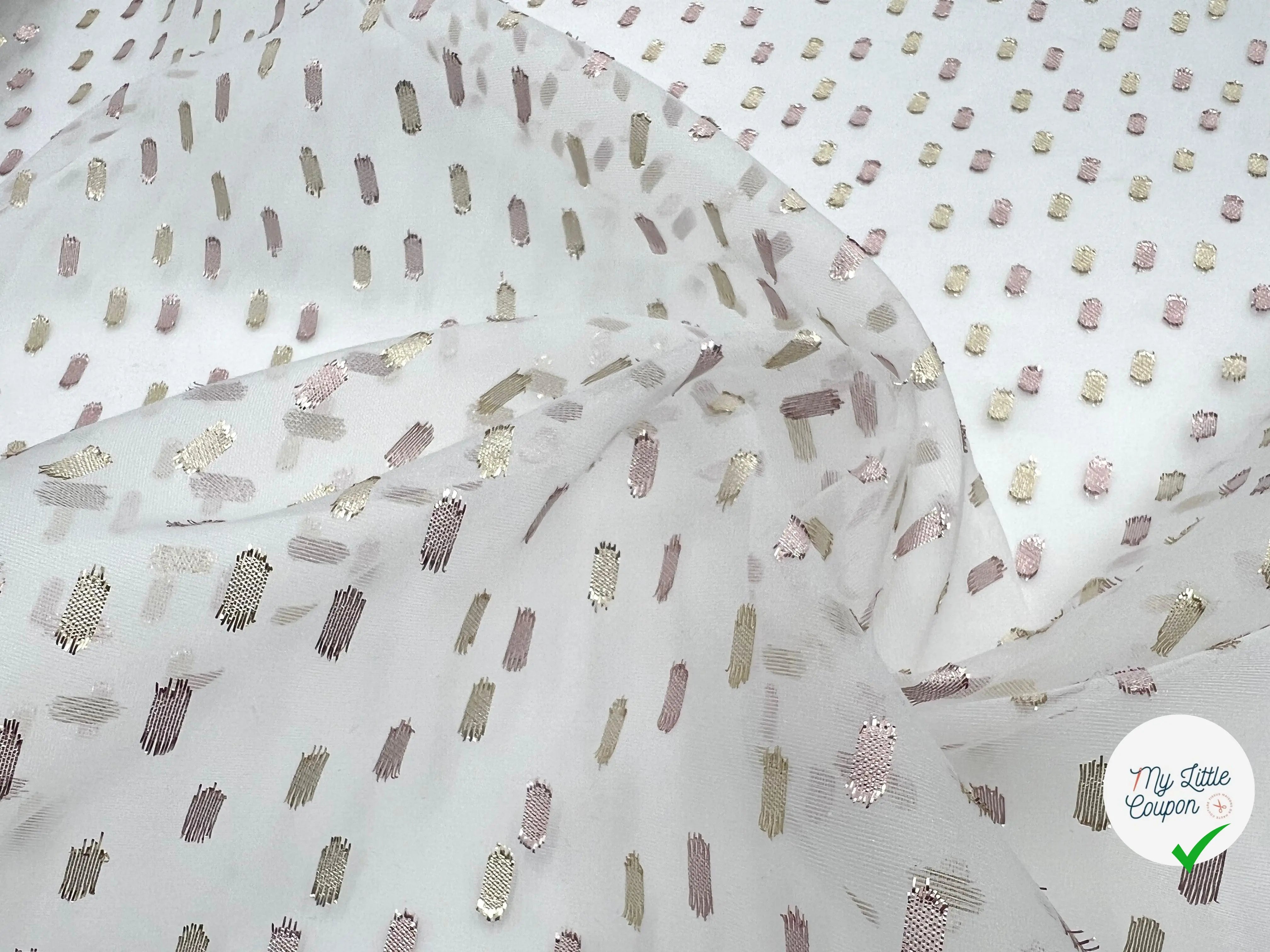 ORGANZA PROJECTION DE SPOTS MÉTALLISÉS DORÉS - My Little Coupon - tissu - coudre