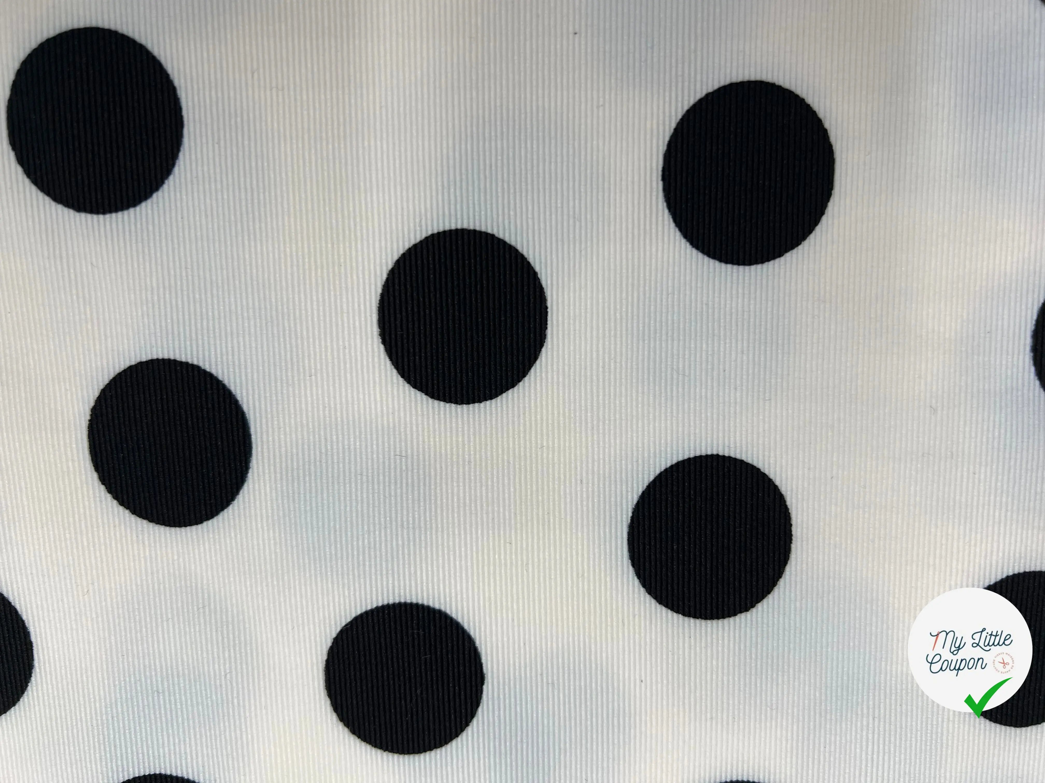 OTTOMAN BENGALINE FOND BLANC PASTILLE NOIRE 25MM - coupon de tissu de 3 mètres - My Little Coupon - tissu - coudre