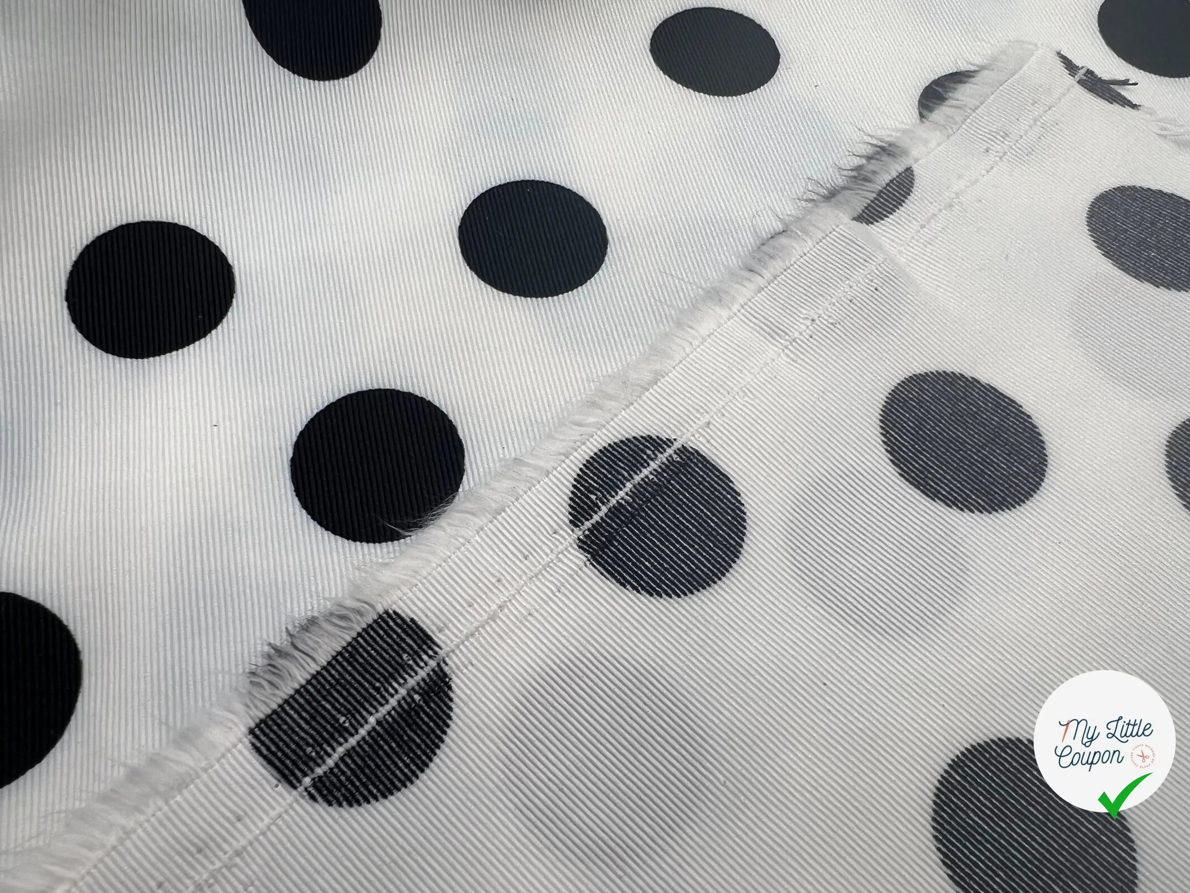 OTTOMAN BENGALINE FOND BLANC PASTILLE NOIRE 25MM - coupon de tissu de 3 mètres - My Little Coupon - tissu - coudre