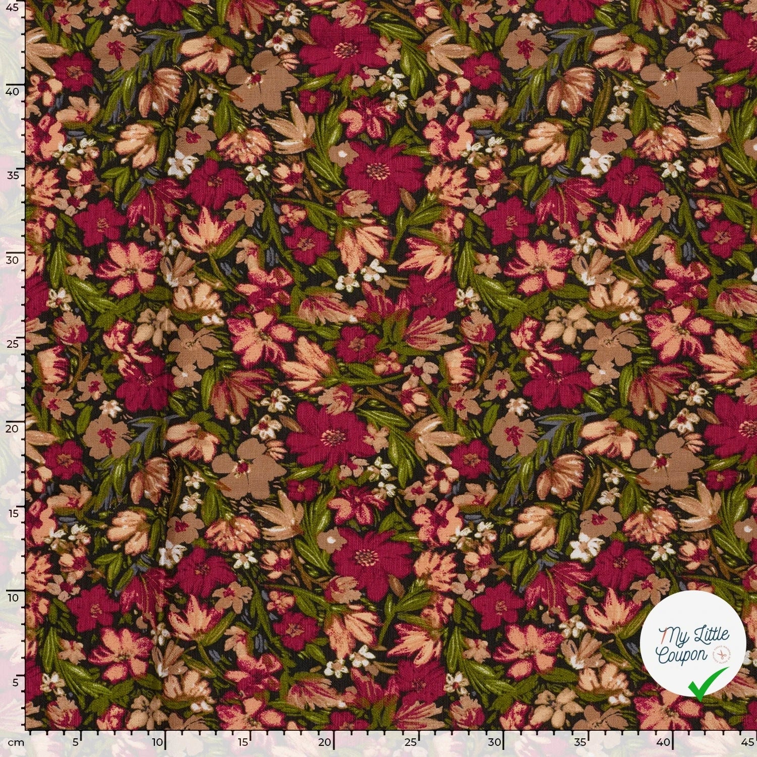 Ottoman de viscose fleurs bordeaux