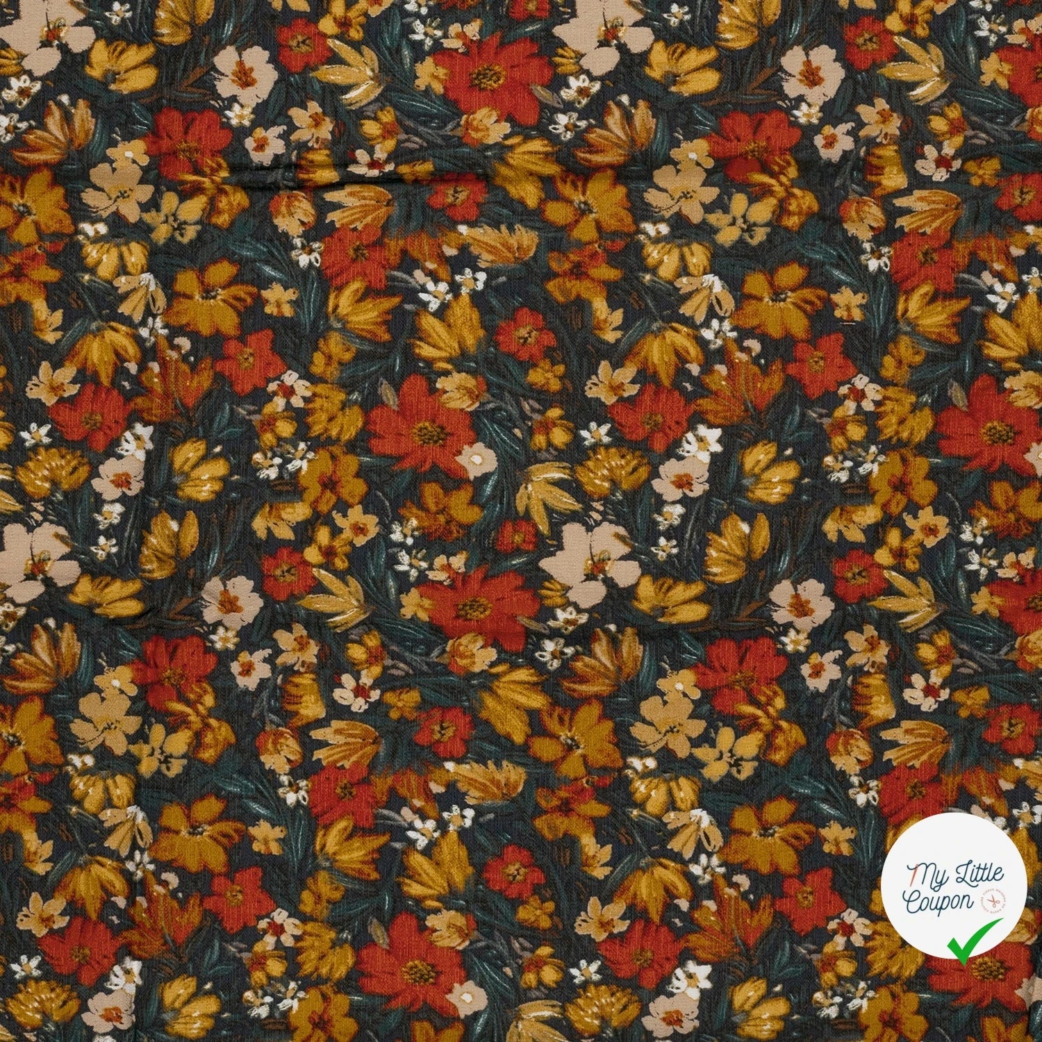 Ottoman de viscose fleurs brique
