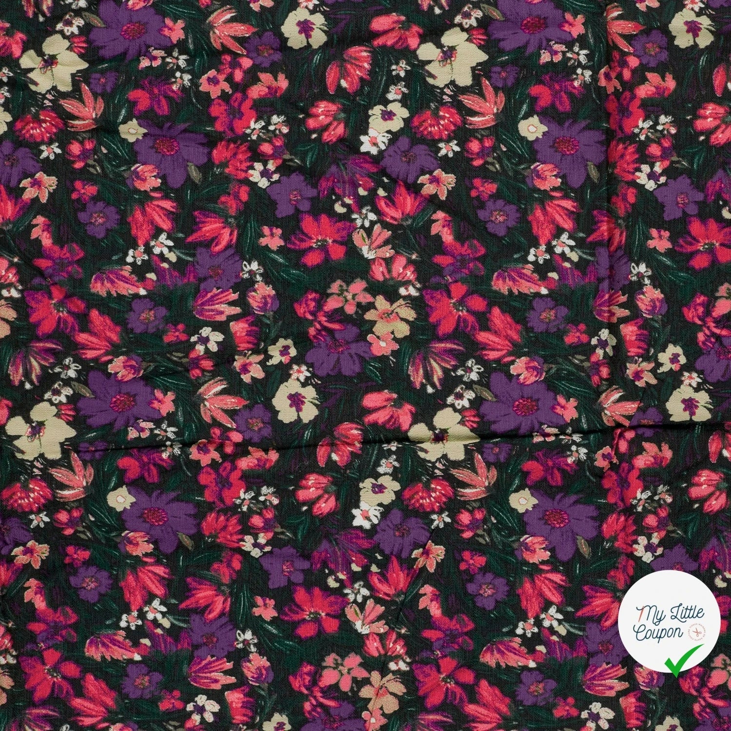 Ottoman de viscose fleurs fuchsia