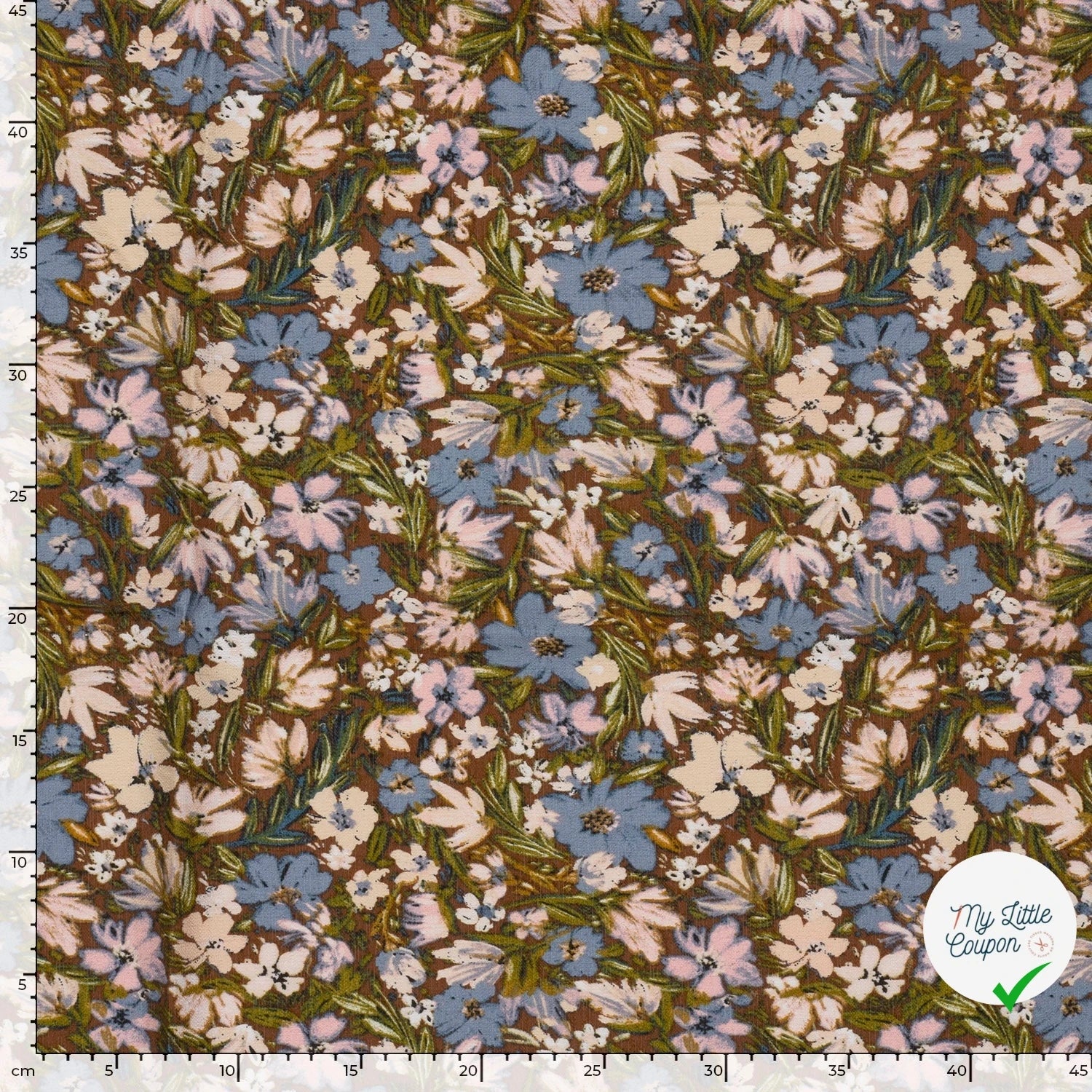 Ottoman de viscose fleurs marron