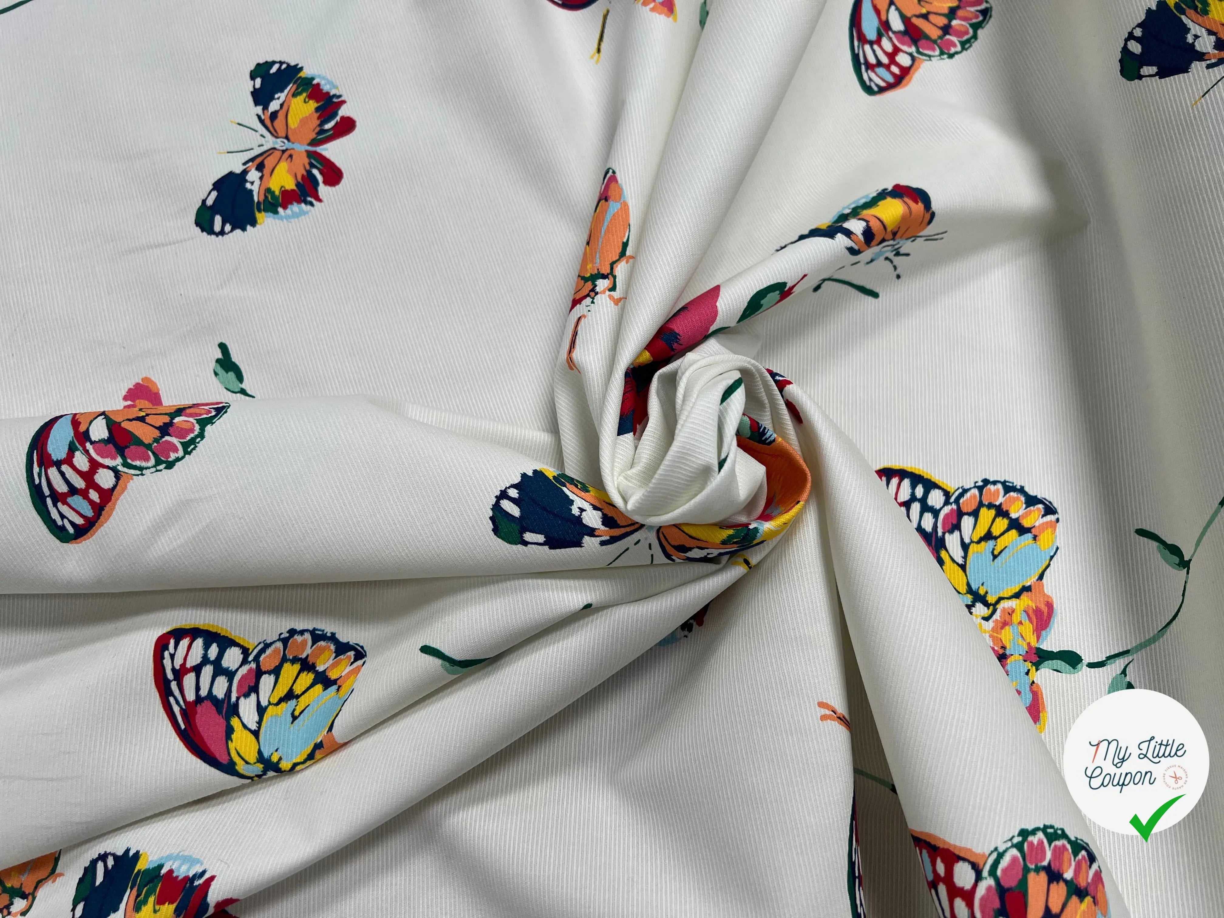 OTTOMAN STRETCH COTON CRÈME PAPILLONS - My Little Coupon