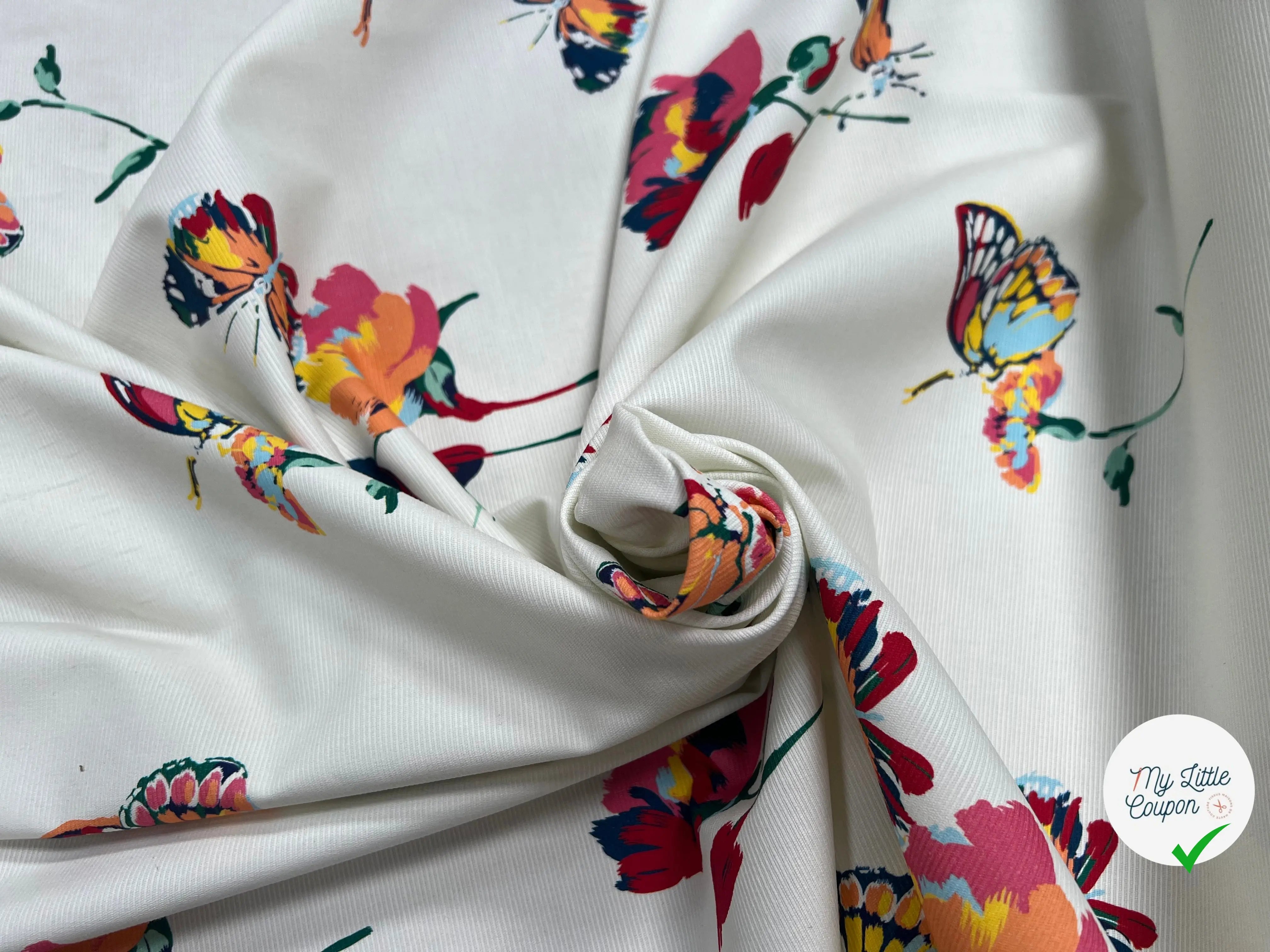 OTTOMAN STRETCH COTON CRÈME PAPILLONS - My Little Coupon