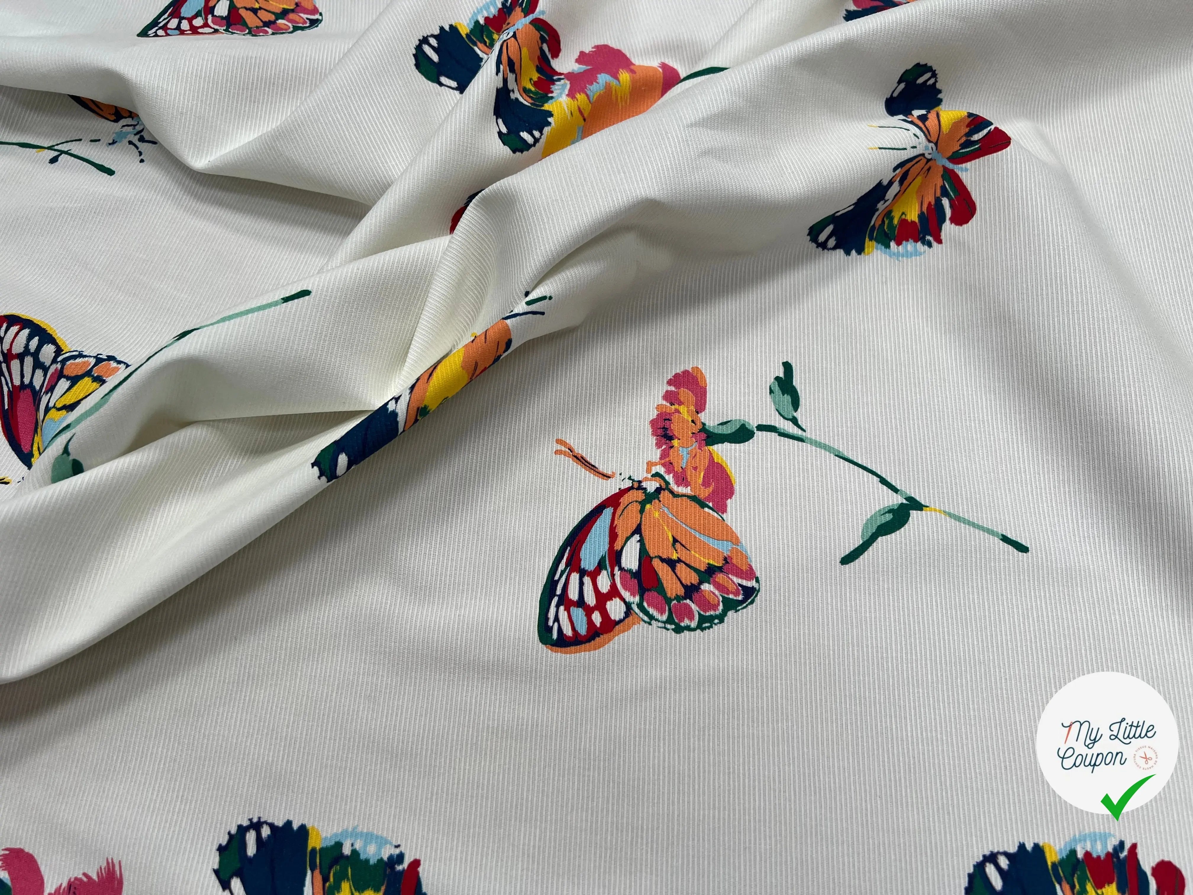 OTTOMAN STRETCH COTON CRÈME PAPILLONS - My Little Coupon