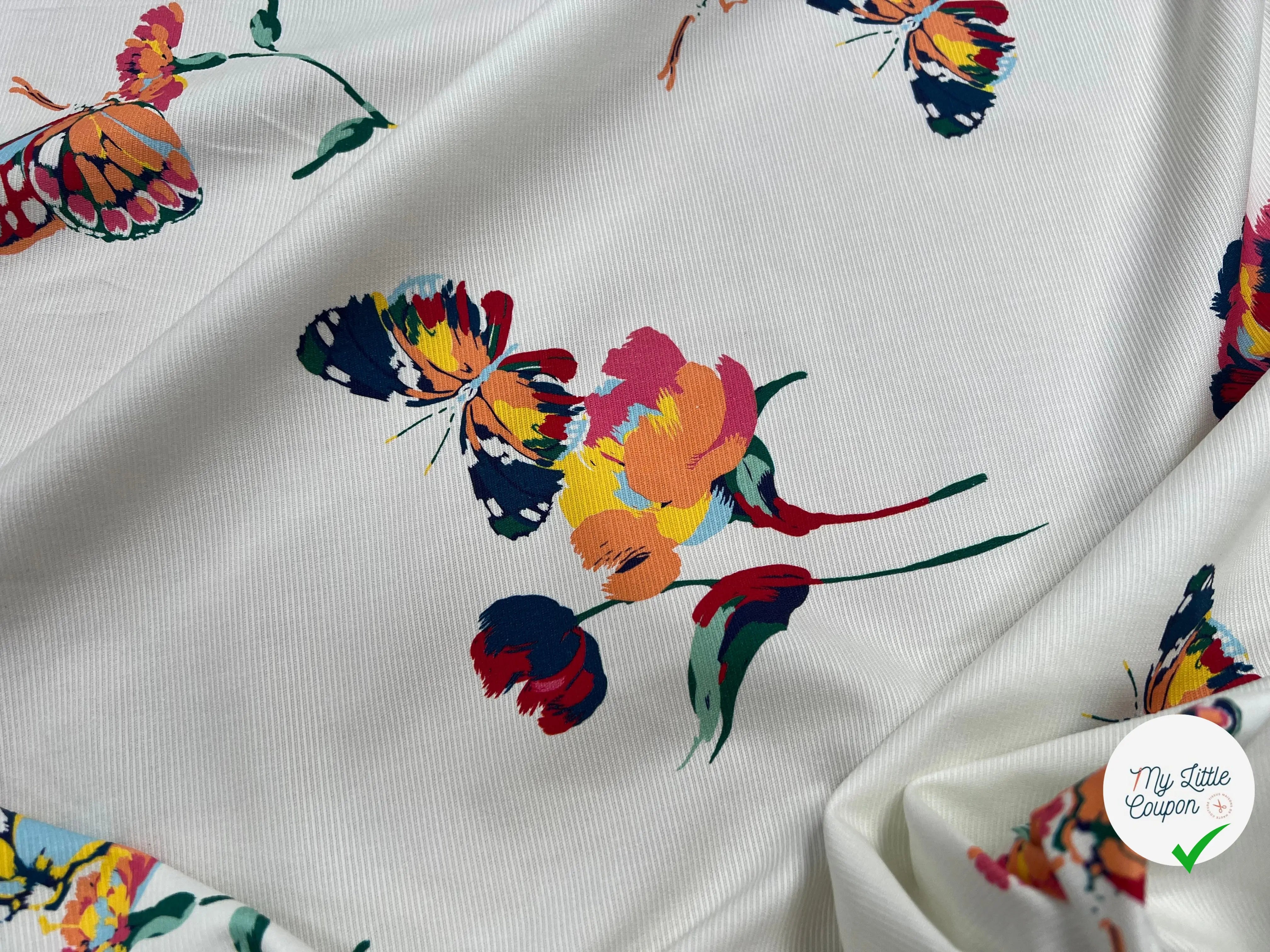 OTTOMAN STRETCH COTON CRÈME PAPILLONS - My Little Coupon