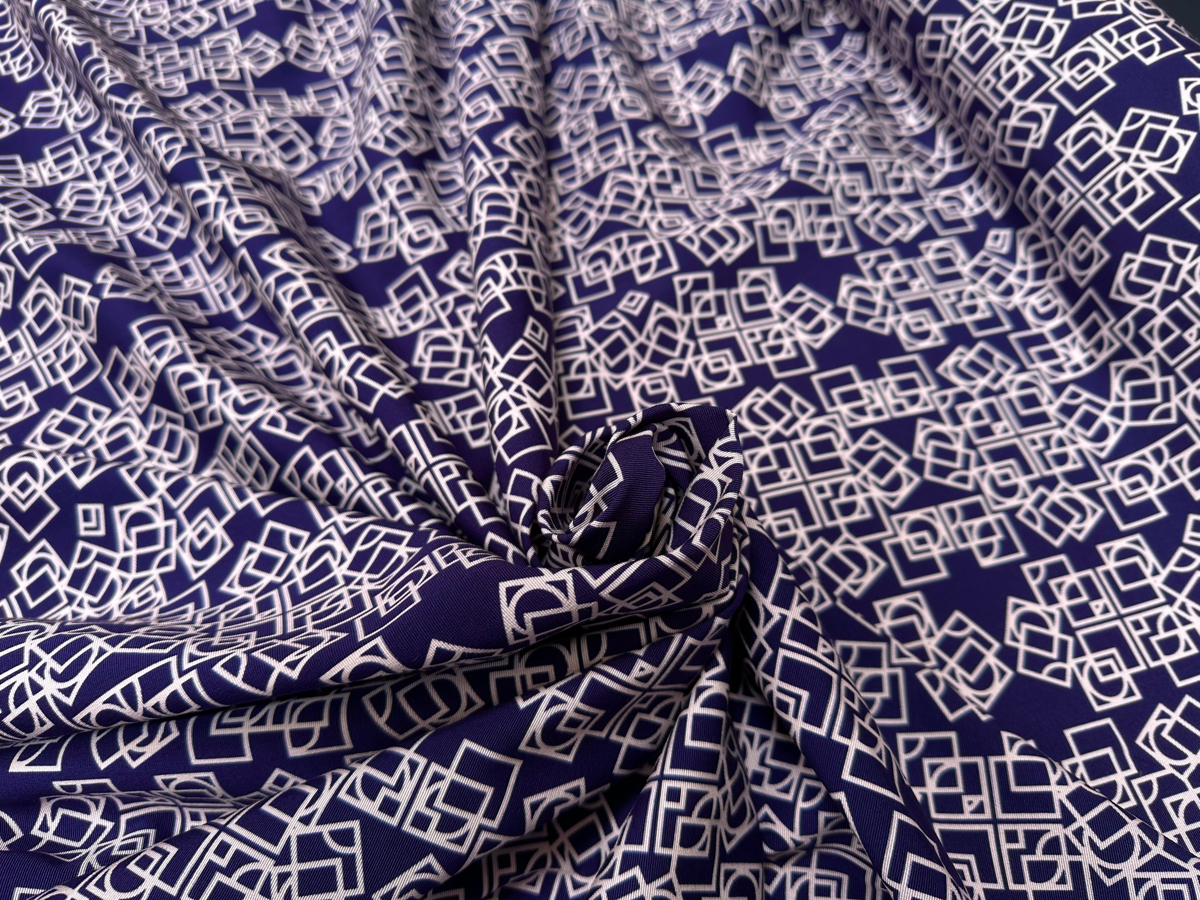 OTTOMAN VISCOSE COTON GÉOMETRIE ROSE SUR BLEU - My Little Coupon