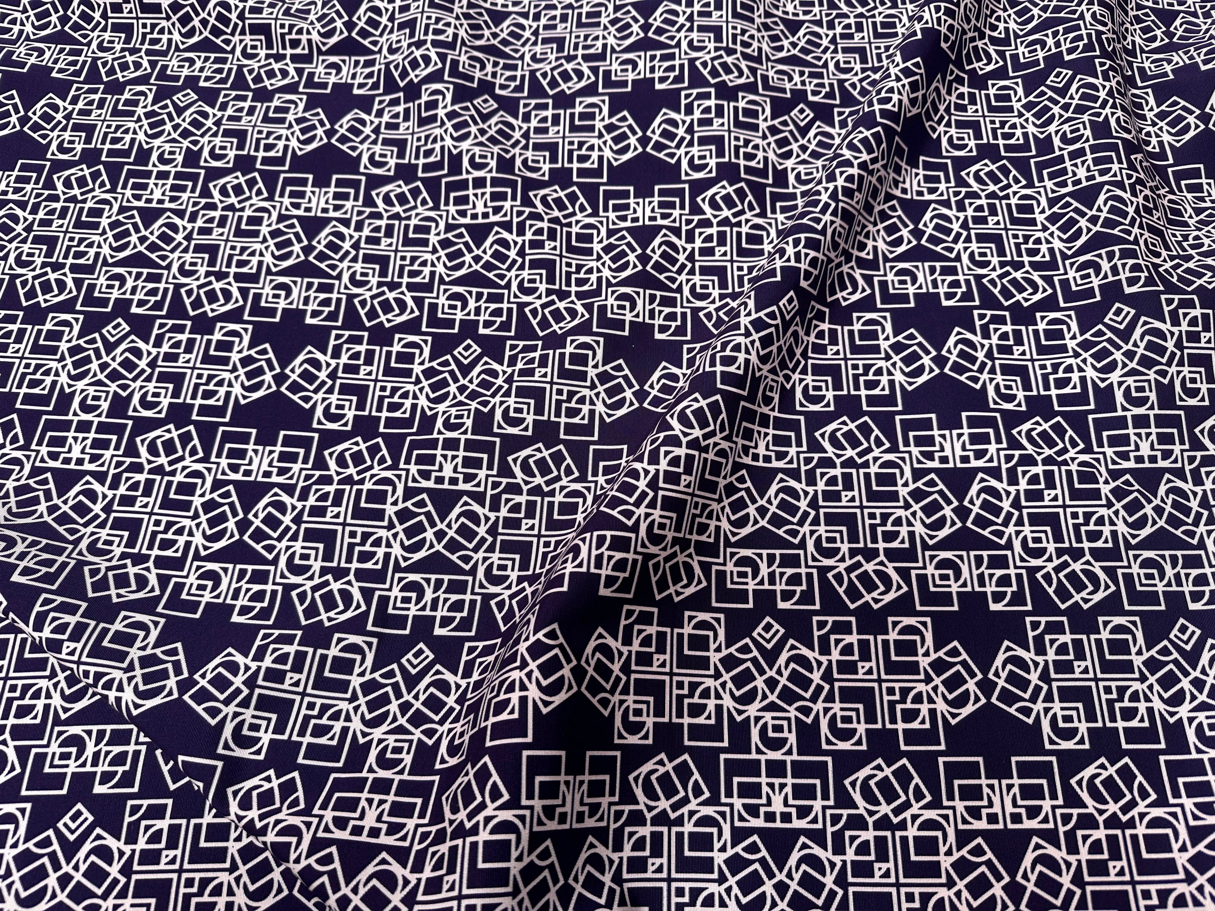 OTTOMAN VISCOSE COTON GÉOMETRIE ROSE SUR BLEU - My Little Coupon
