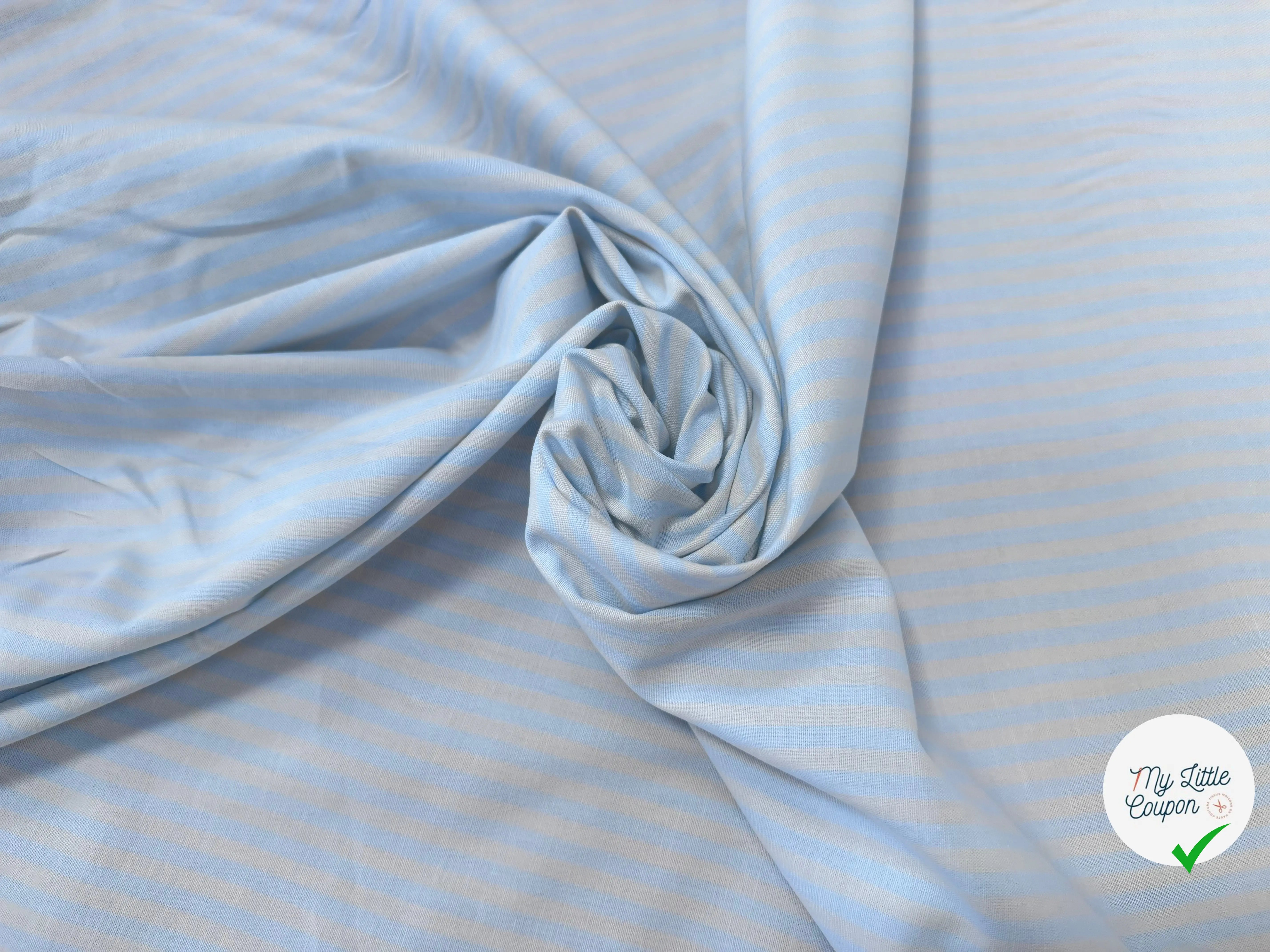 OXFORD COTON BLEU CIEL À RAYURES JAUNE PASTEL - My Little Coupon