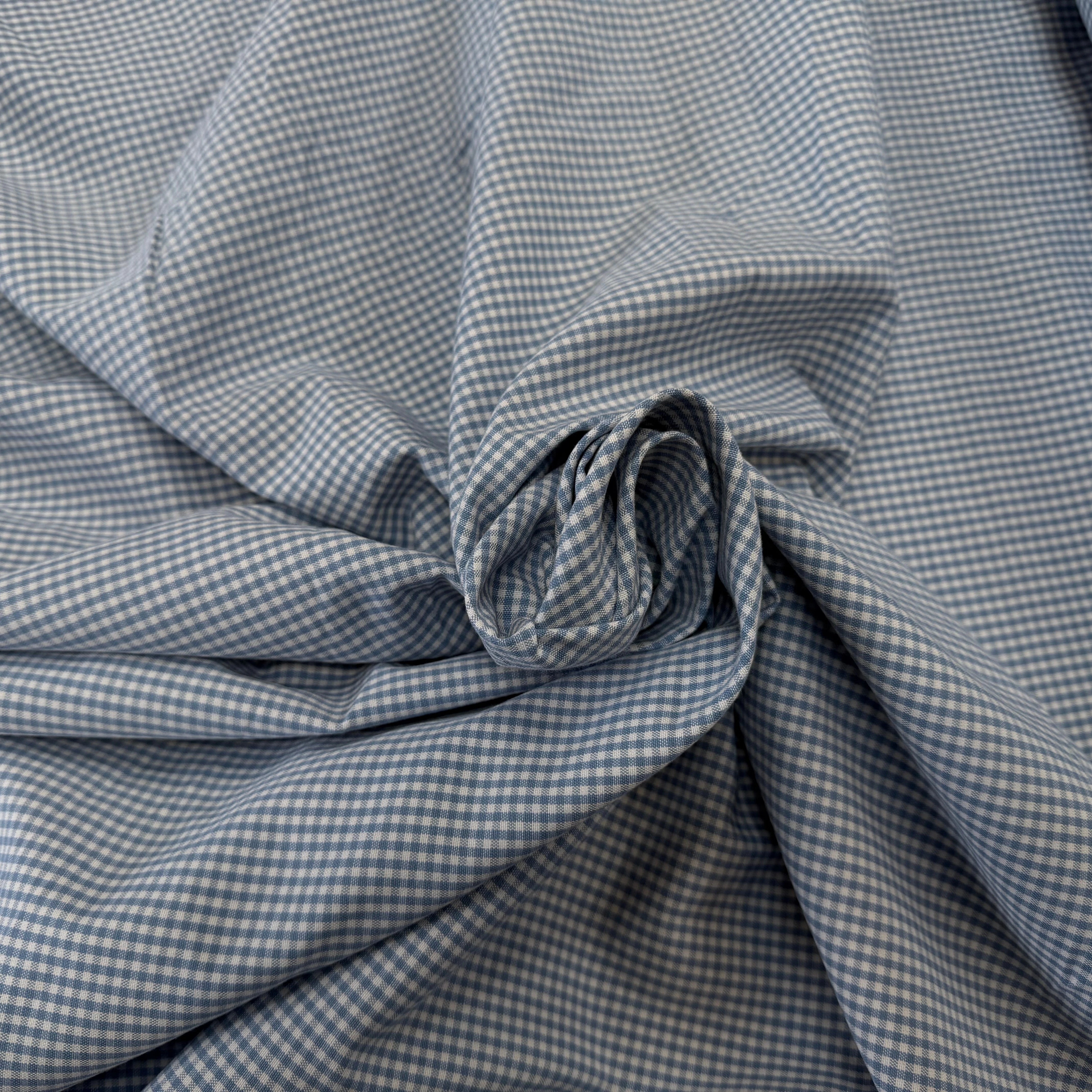 OXFORD DE COTON PETIT VICHY BLEU BÉBÉ - My Little Coupon