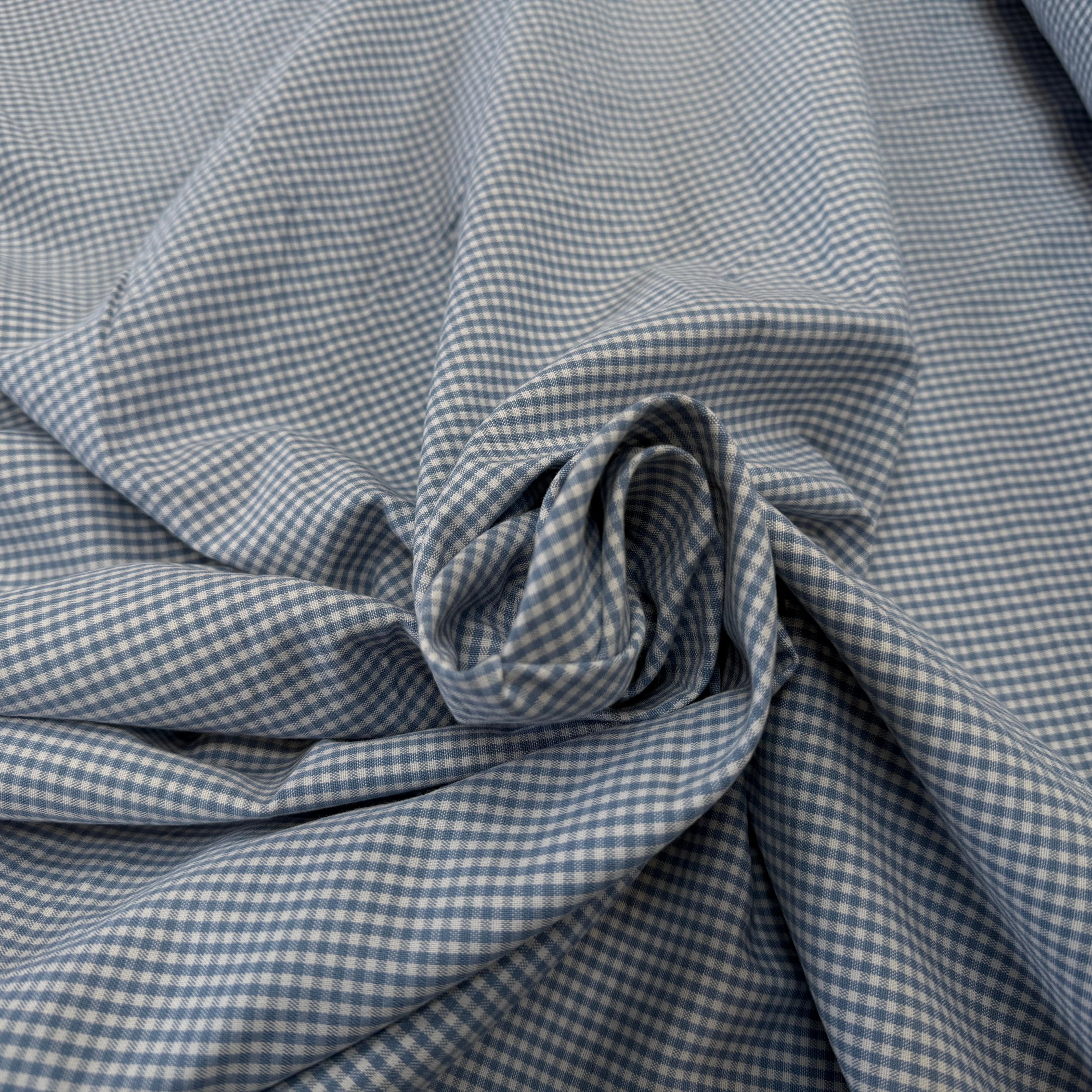 OXFORD DE COTON PETIT VICHY BLEU BÉBÉ - My Little Coupon