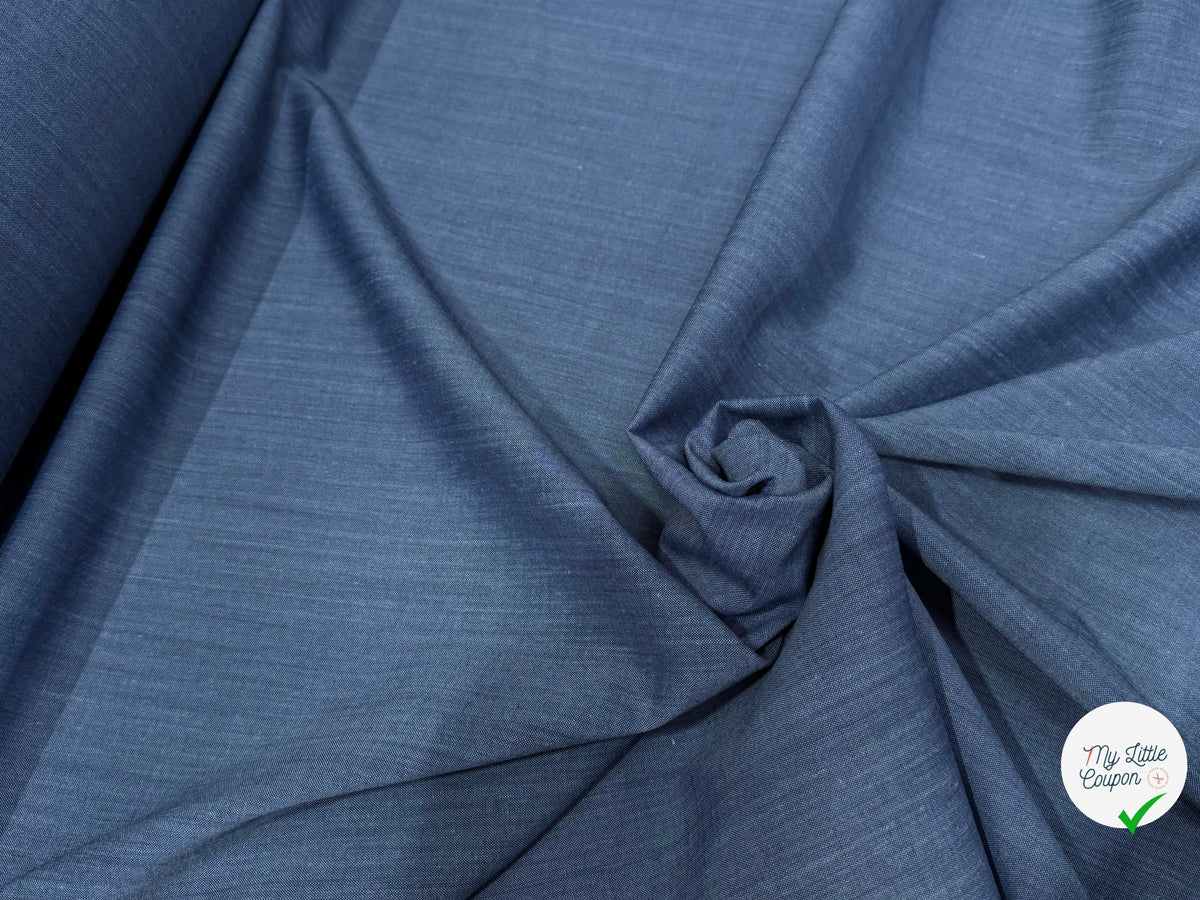 OXFORD DE LIN ET LAINE BLEU DENIM - My Little Coupon