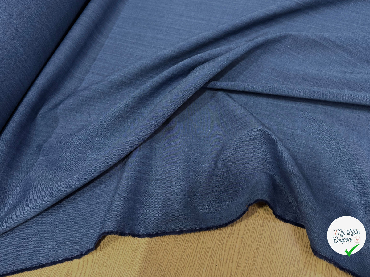 OXFORD DE LIN ET LAINE BLEU DENIM - My Little Coupon