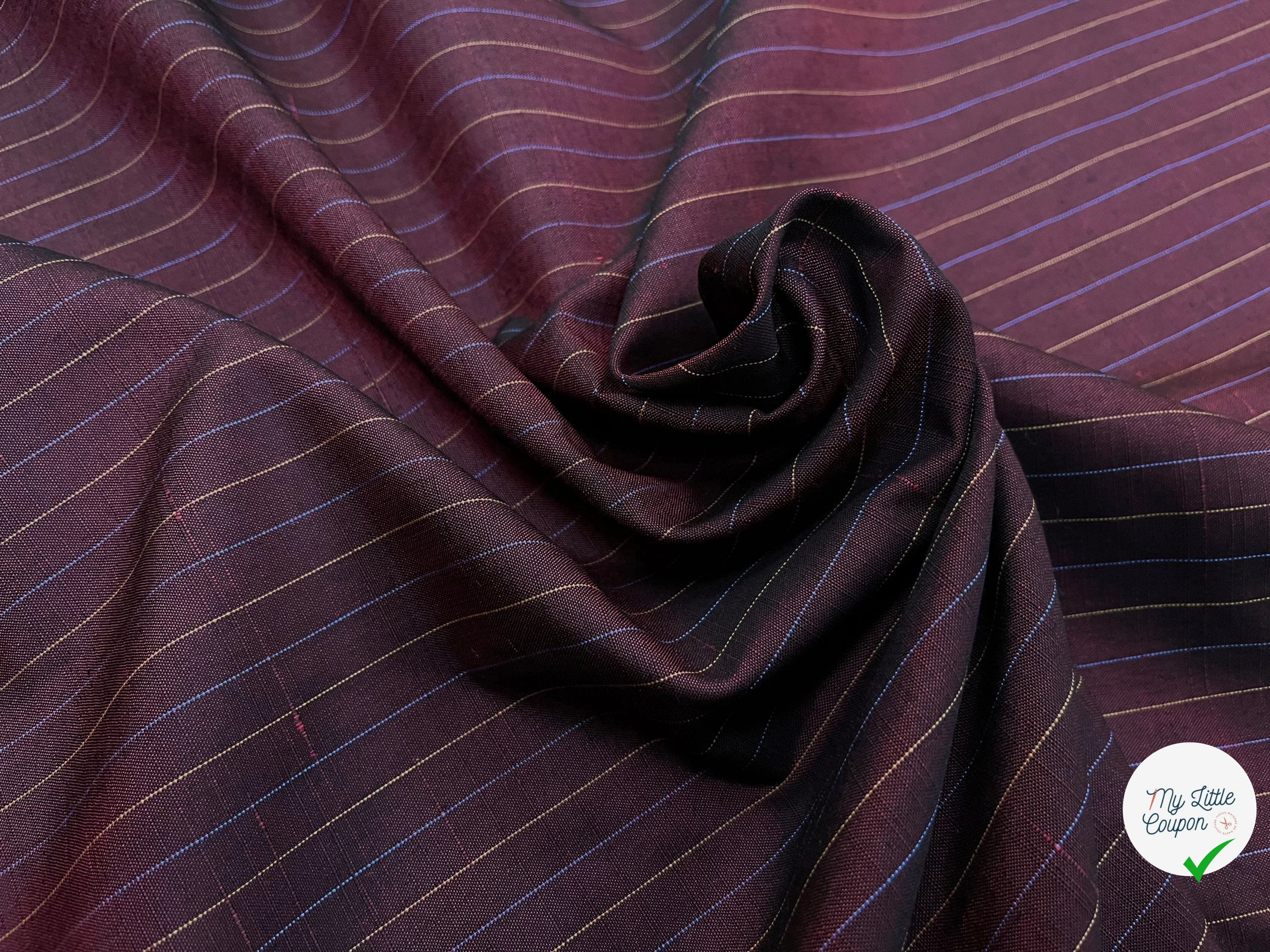 OXFORD DRU VISCOSE ROUGE WINE À RAYURES BLEU&JAUNE - My Little Coupon