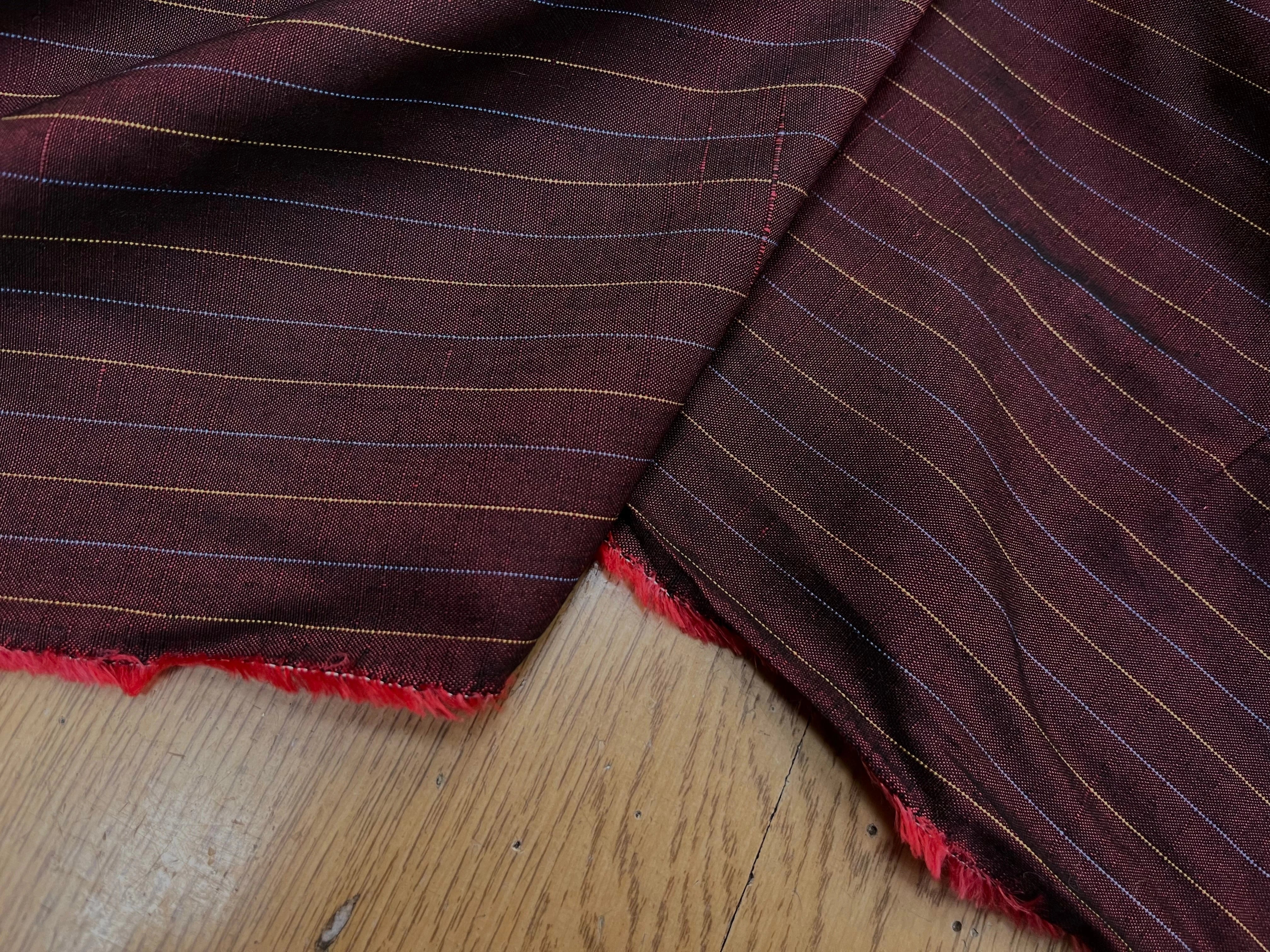 OXFORD DRU VISCOSE ROUGE WINE À RAYURES BLEU&JAUNE - My Little Coupon