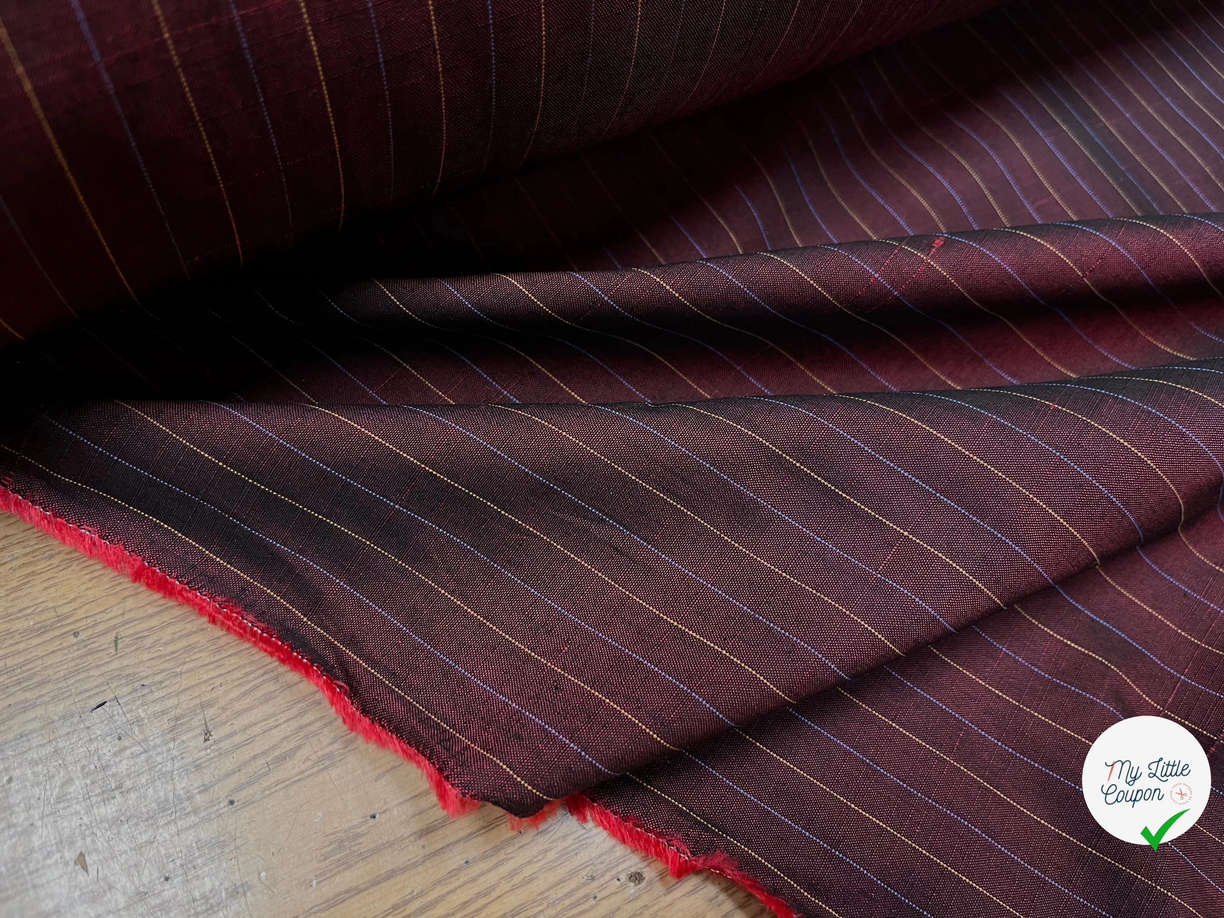 OXFORD DRU VISCOSE ROUGE WINE À RAYURES BLEU&JAUNE - My Little Coupon