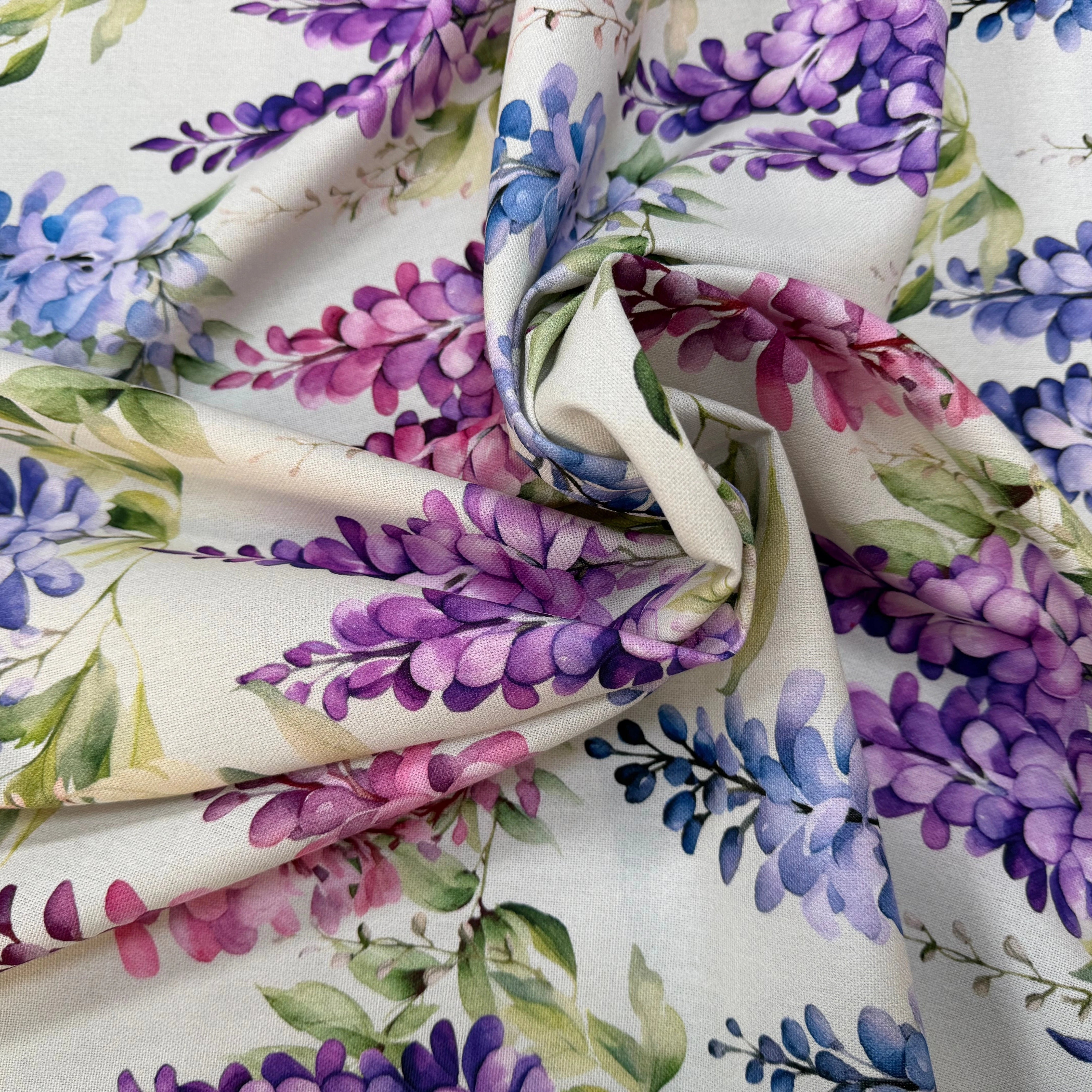 PANAMA PREMIUM IMPRIMÉ DIGITAL (151030-1499) CHARME DE GLYCINES SEREINES - My Little Coupon