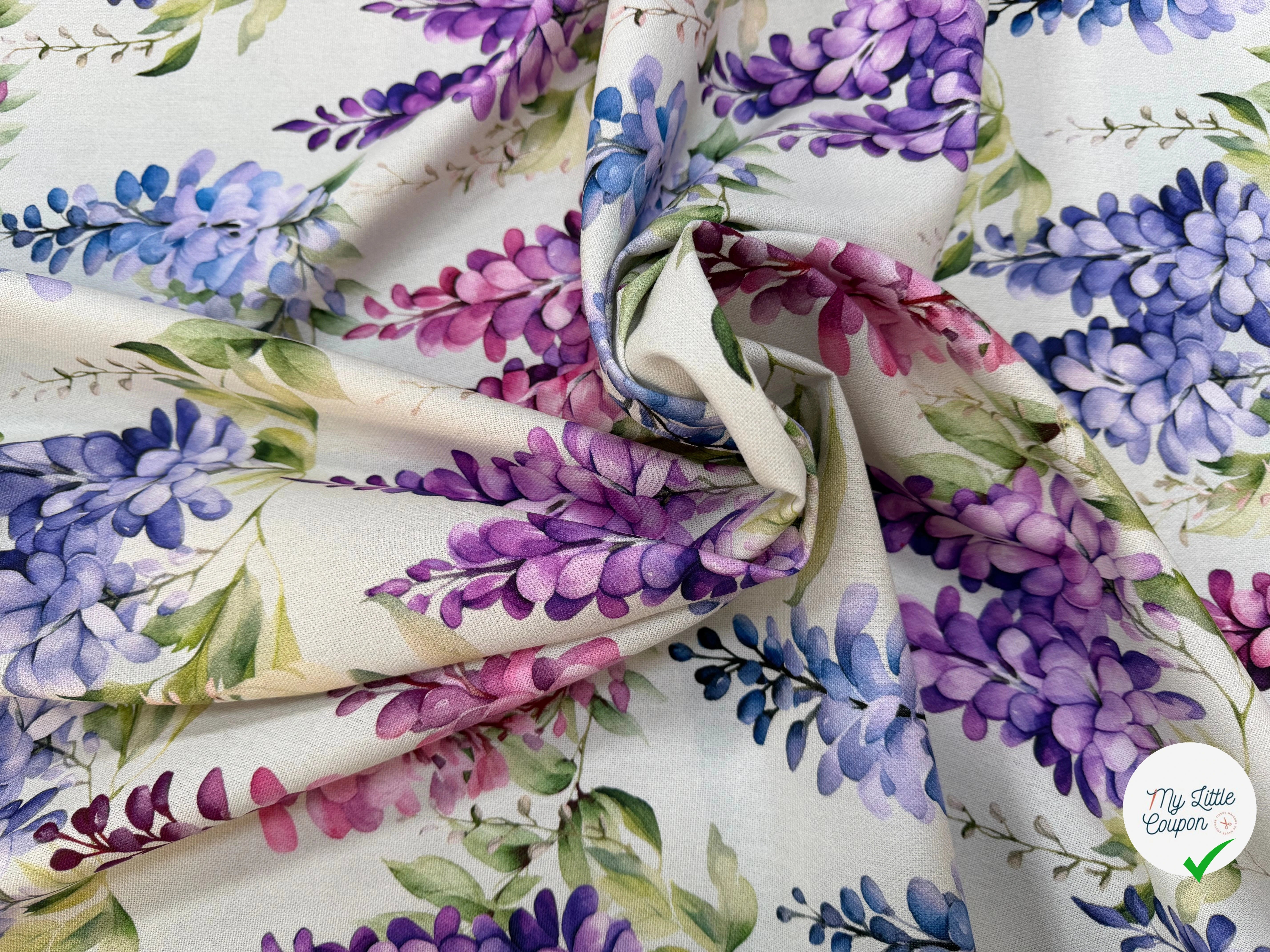 PANAMA PREMIUM IMPRIMÉ DIGITAL (151030-1499) CHARME DE GLYCINES SEREINES - My Little Coupon