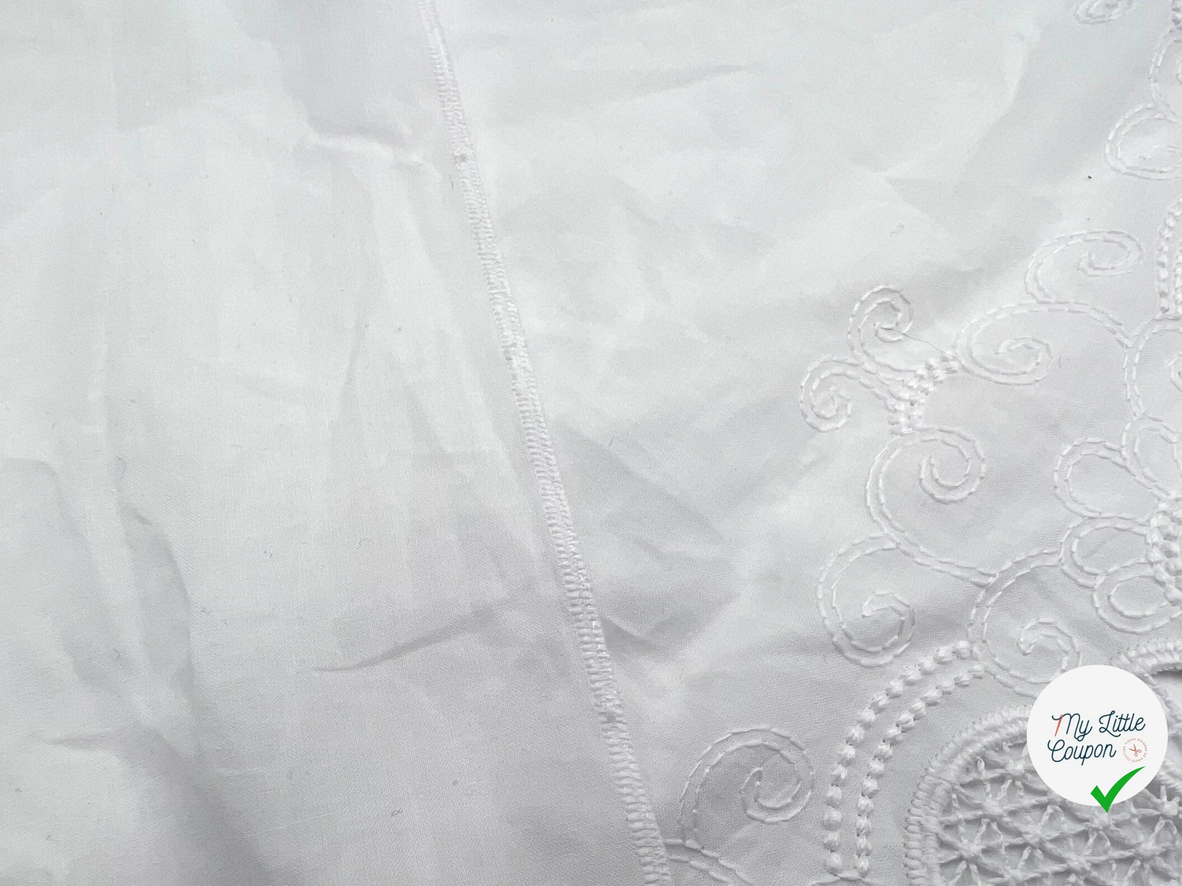 PERCALE BLANCHE À BASE REBRODÉE GUIPURE - My Little Coupon - tissu - coudre