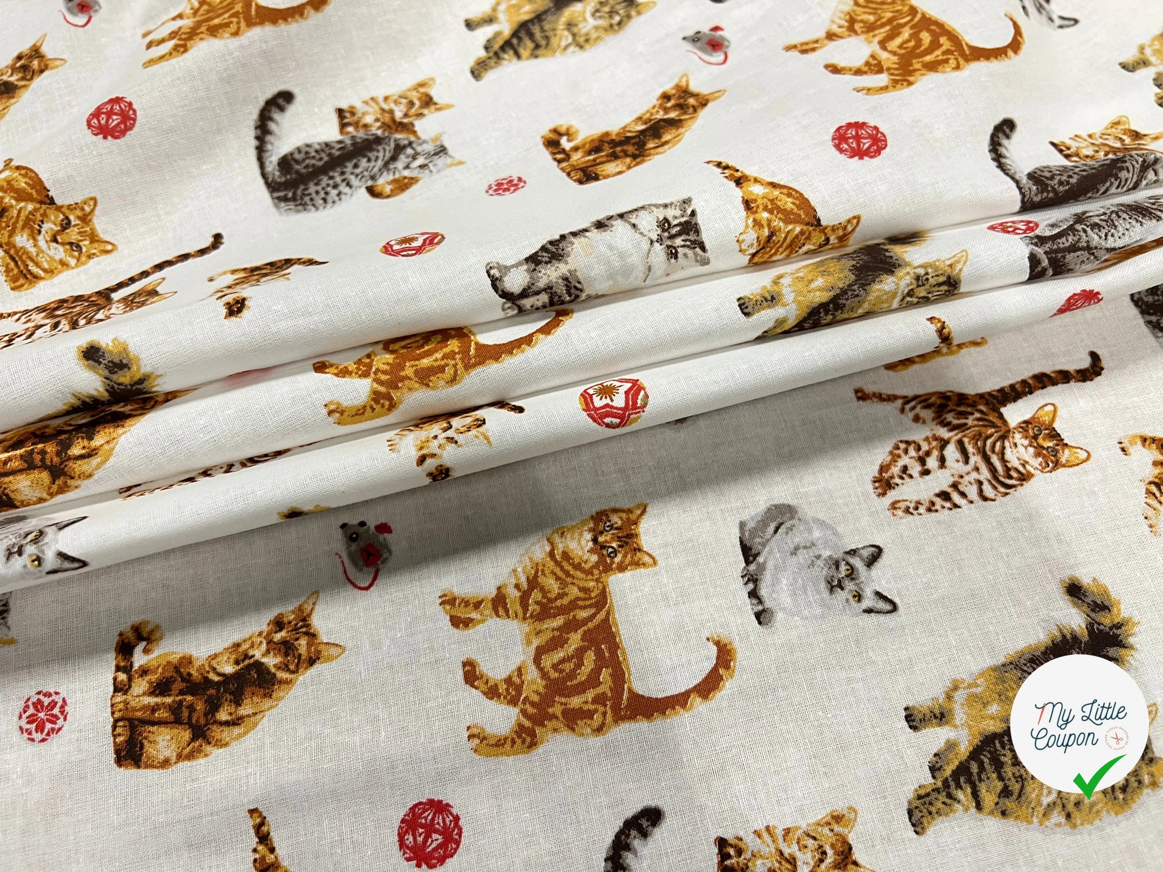 PERCALE COTON CHATS BLANC - My Little Coupon