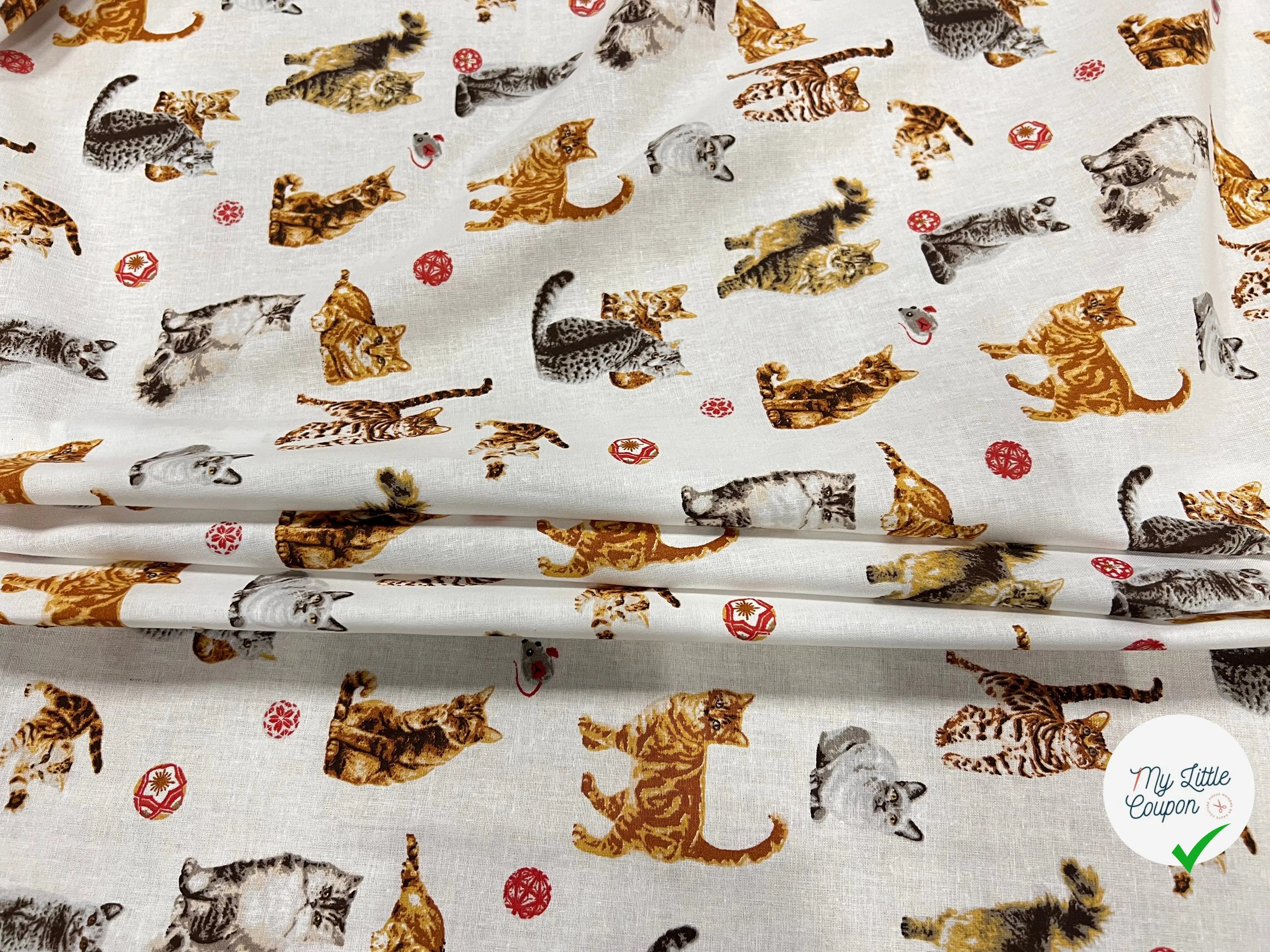 PERCALE COTON CHATS BLANC - My Little Coupon