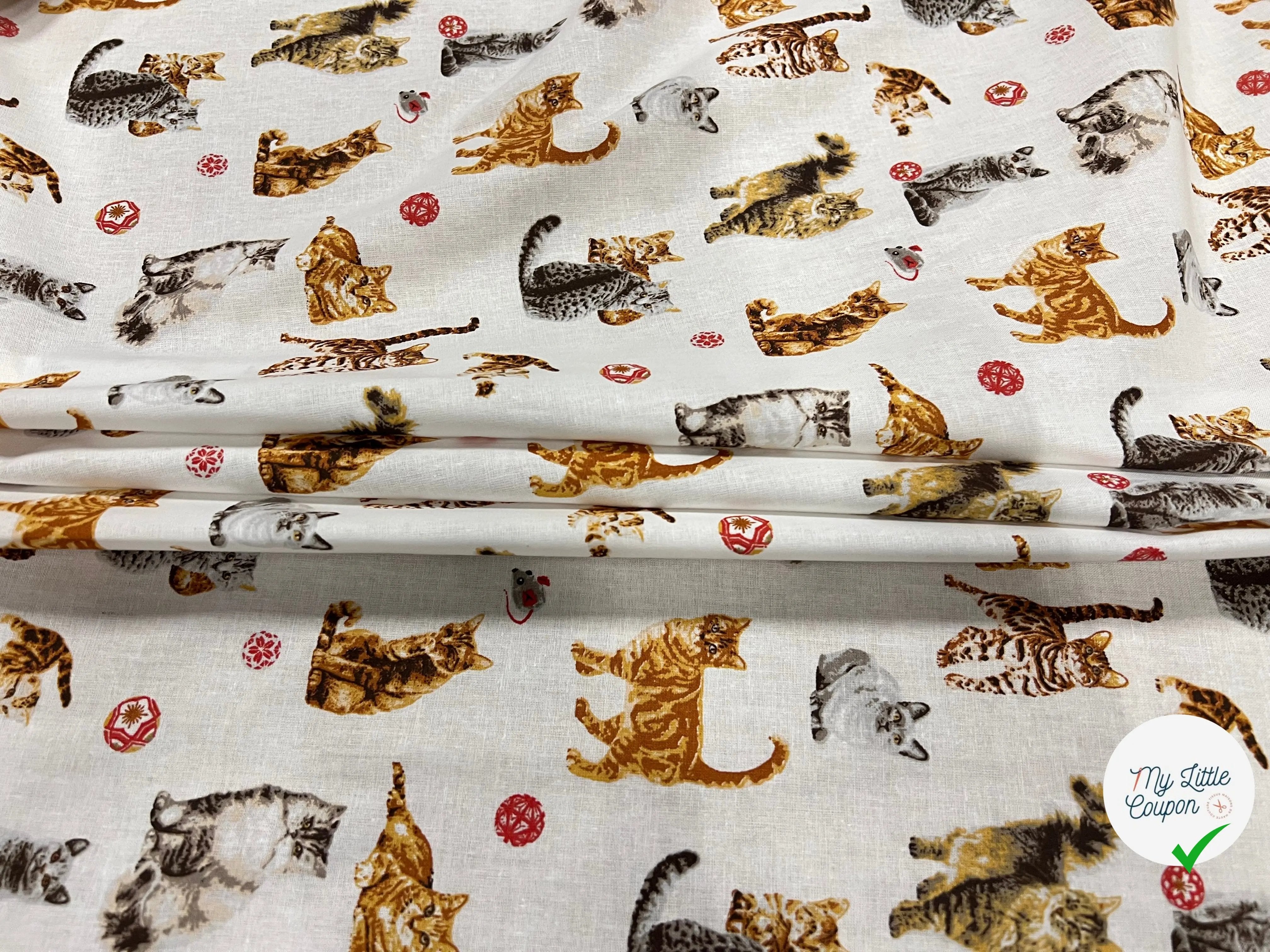 PERCALE COTON CHATS BLANC - My Little Coupon