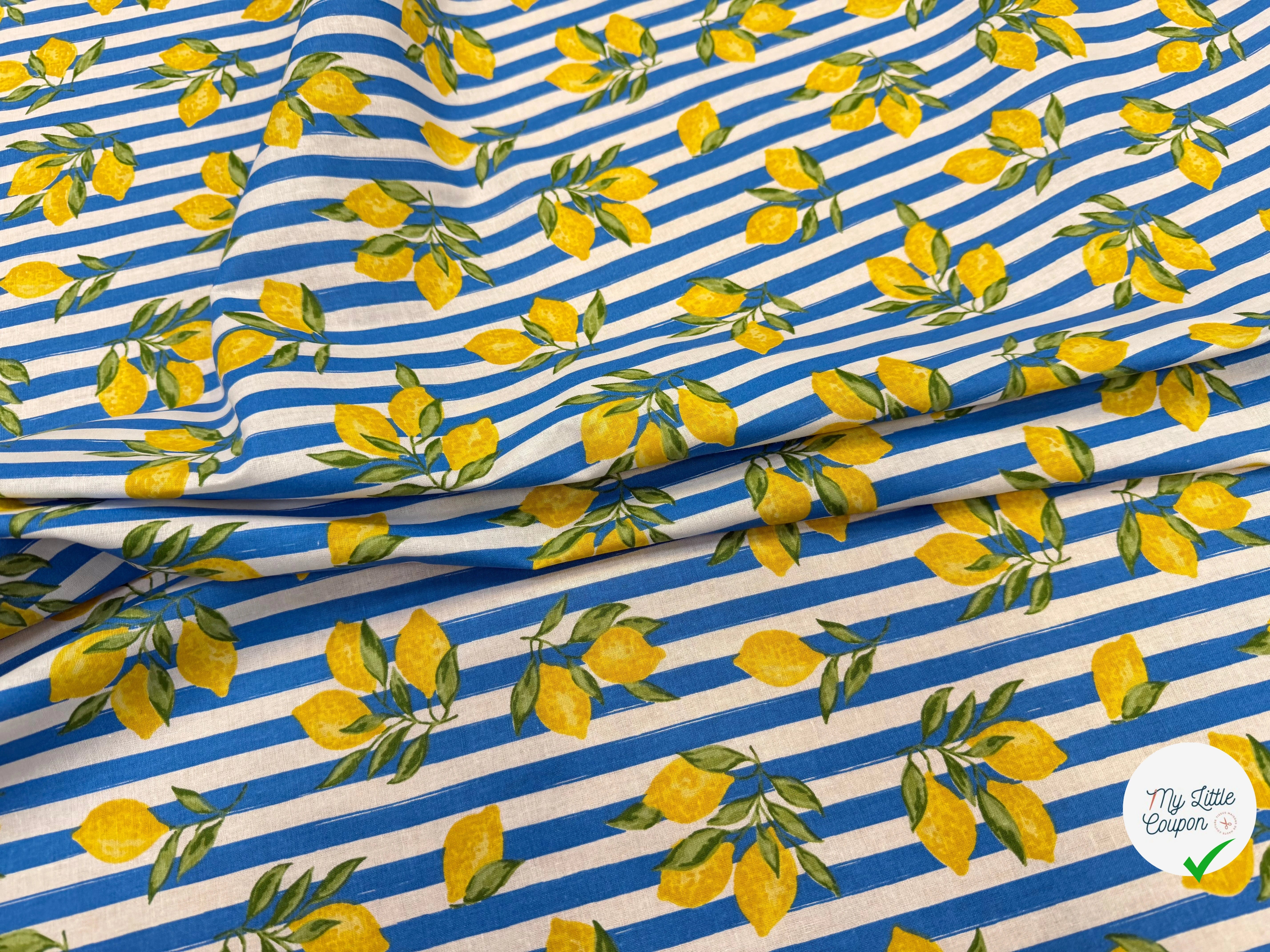 PERCALE COTON ETNA BLANC BLEU 150 CM - My Little Coupon